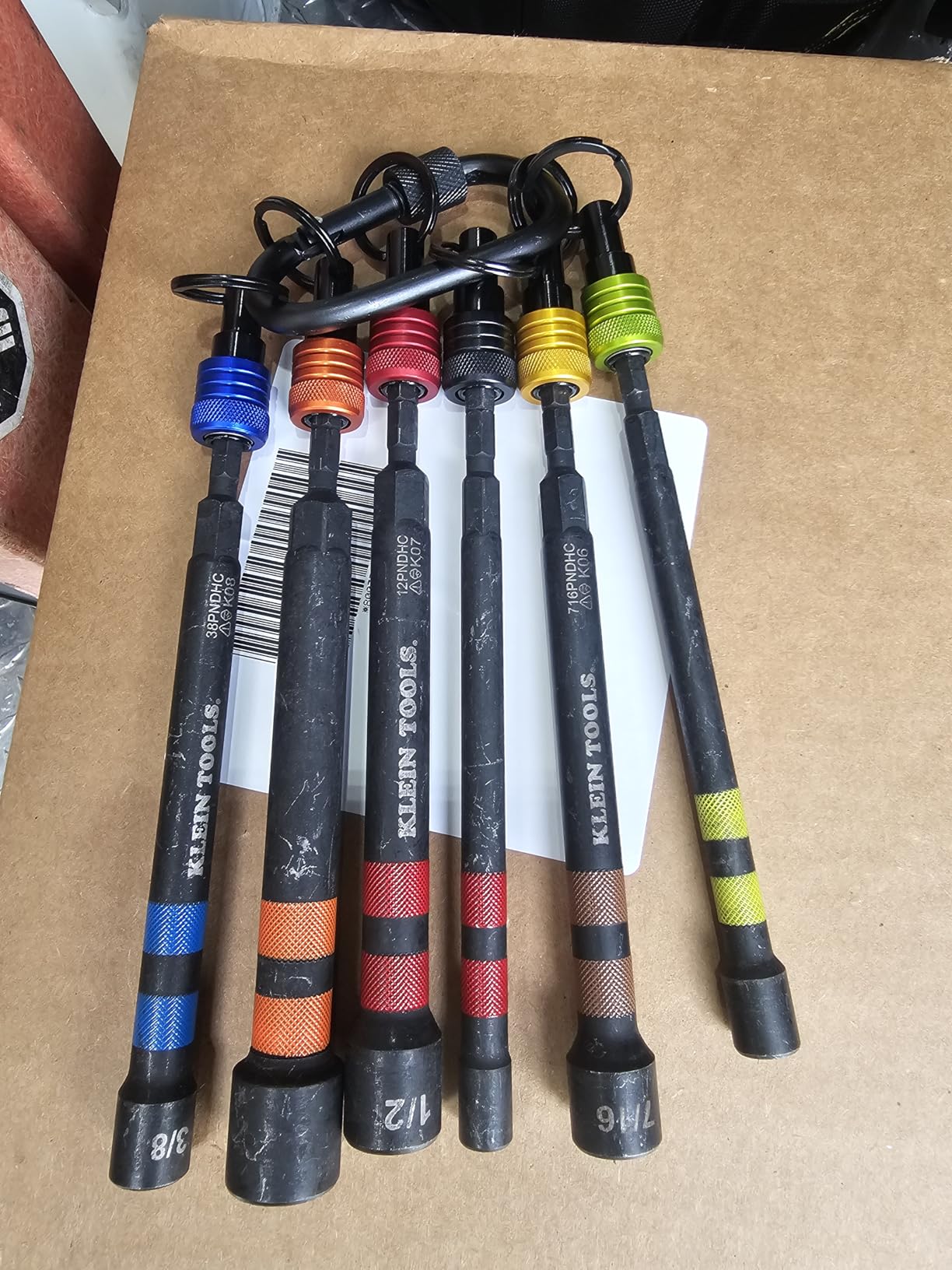 Klein Tools 32950 Ratcheting Impact Rated Hollow Power Nut Driver Set with Handle, Magnetic, Color Coded, 6 SAE Hex Sizes and Handle Included customer photo 1