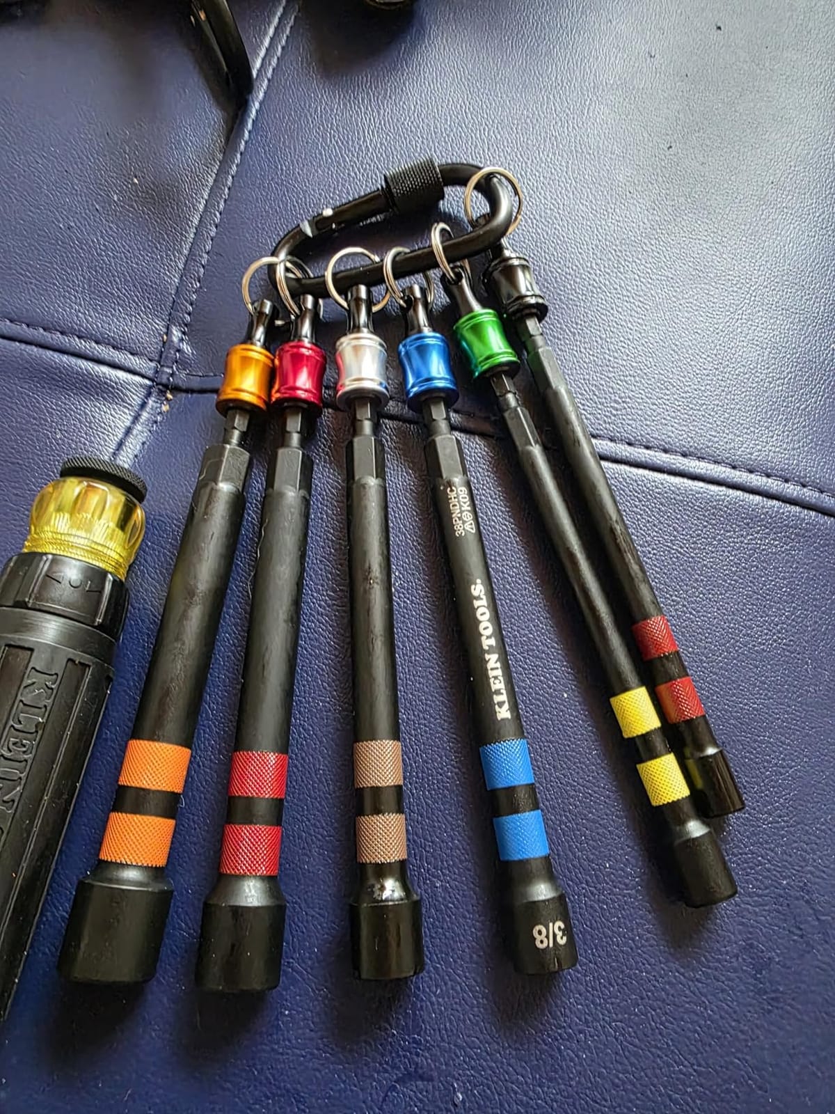 Klein Tools 32950 Ratcheting Impact Rated Hollow Power Nut Driver Set with Handle, Magnetic, Color Coded, 6 SAE Hex Sizes and Handle Included customer photo 2