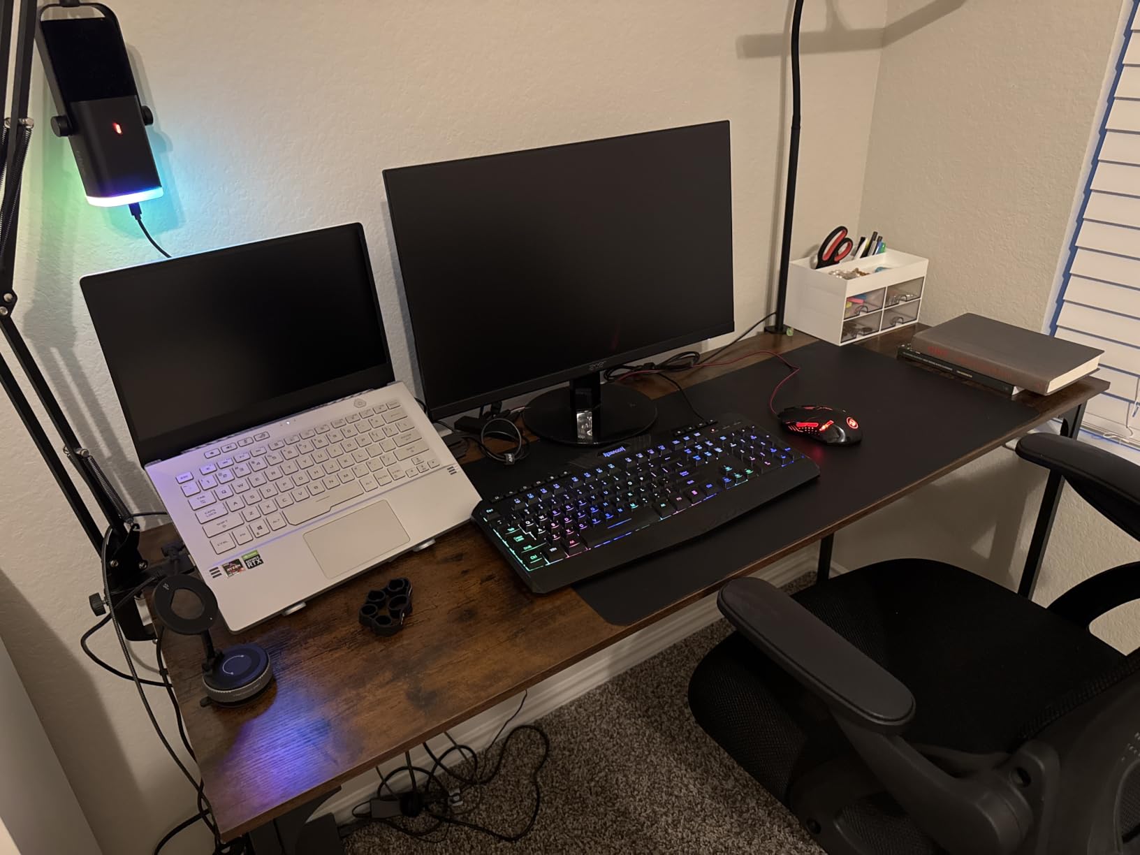 Huuger Computer Desk, 63 Inch Office Desk, Gaming Desk with Storage, Writing Desk Work Desk for Home Office, Study, Modern Simple Desk, Large Legroom, Metal Frame, Rustic Brown and Black customer photo 1