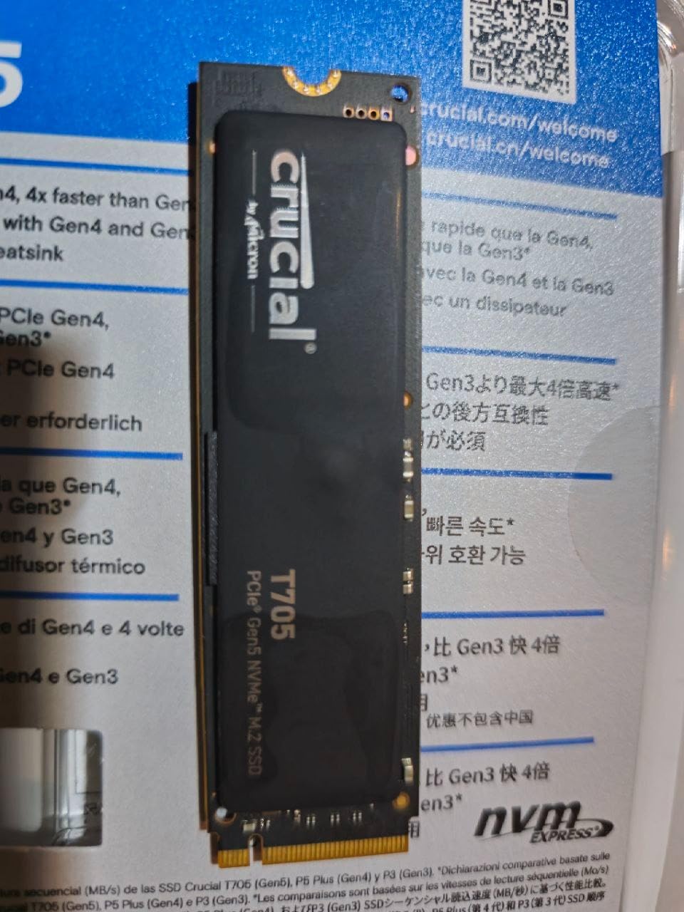 Crucial T705 PCIe Gen5 NVMe 1TB SSD, Up to 13,600MB/s, TLC NAND, Intel & Ryzen Compatible, for Hardcore Gaming & High-Speed Storage, Solid State Drive, Includes 1Mo Adobe CC – CT1000T705SSD3 customer photo 1