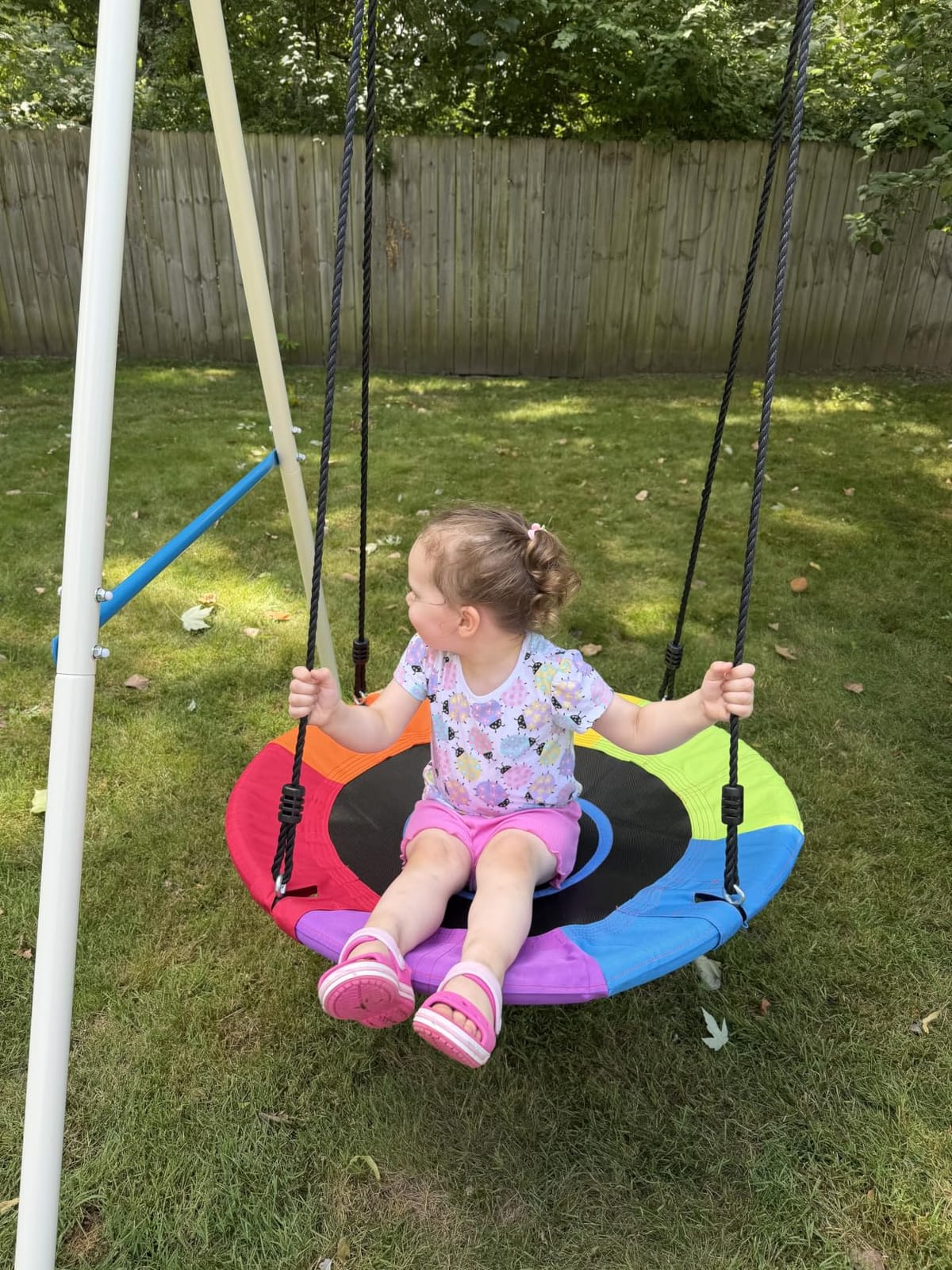 Trekassy Swing Sets for Backyard,440lbs A-Frame with Saucer & Toddler Swing customer photo 1