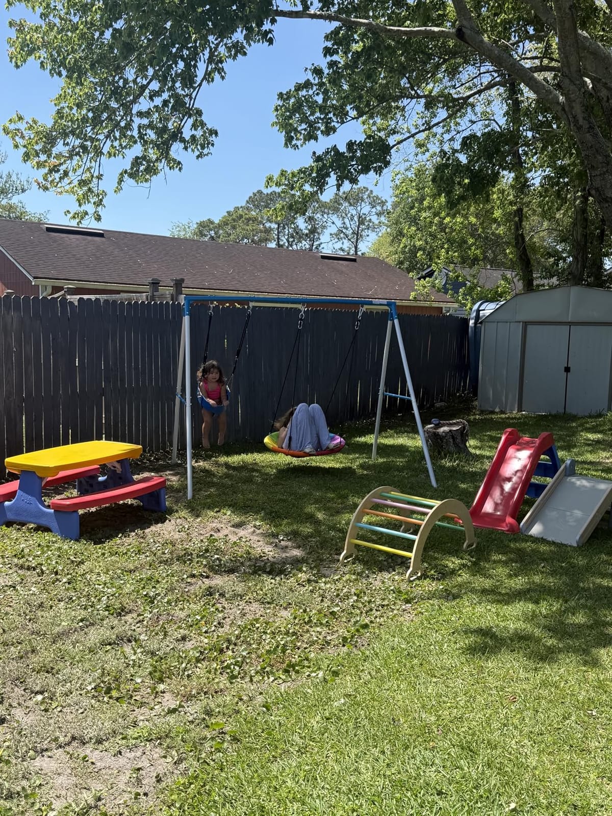 Trekassy Swing Sets for Backyard,440lbs A-Frame with Saucer & Toddler Swing customer photo 2