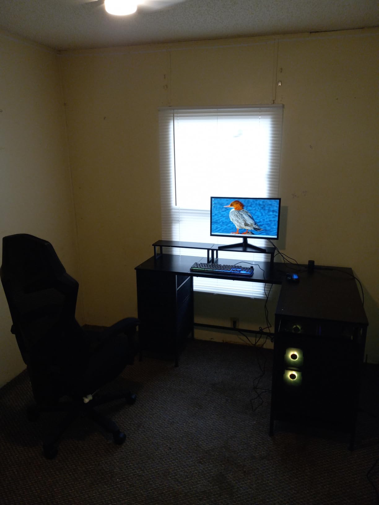 Korfile 59 inch L Shaped Computer Desk with Power Outlets, Black customer photo 2