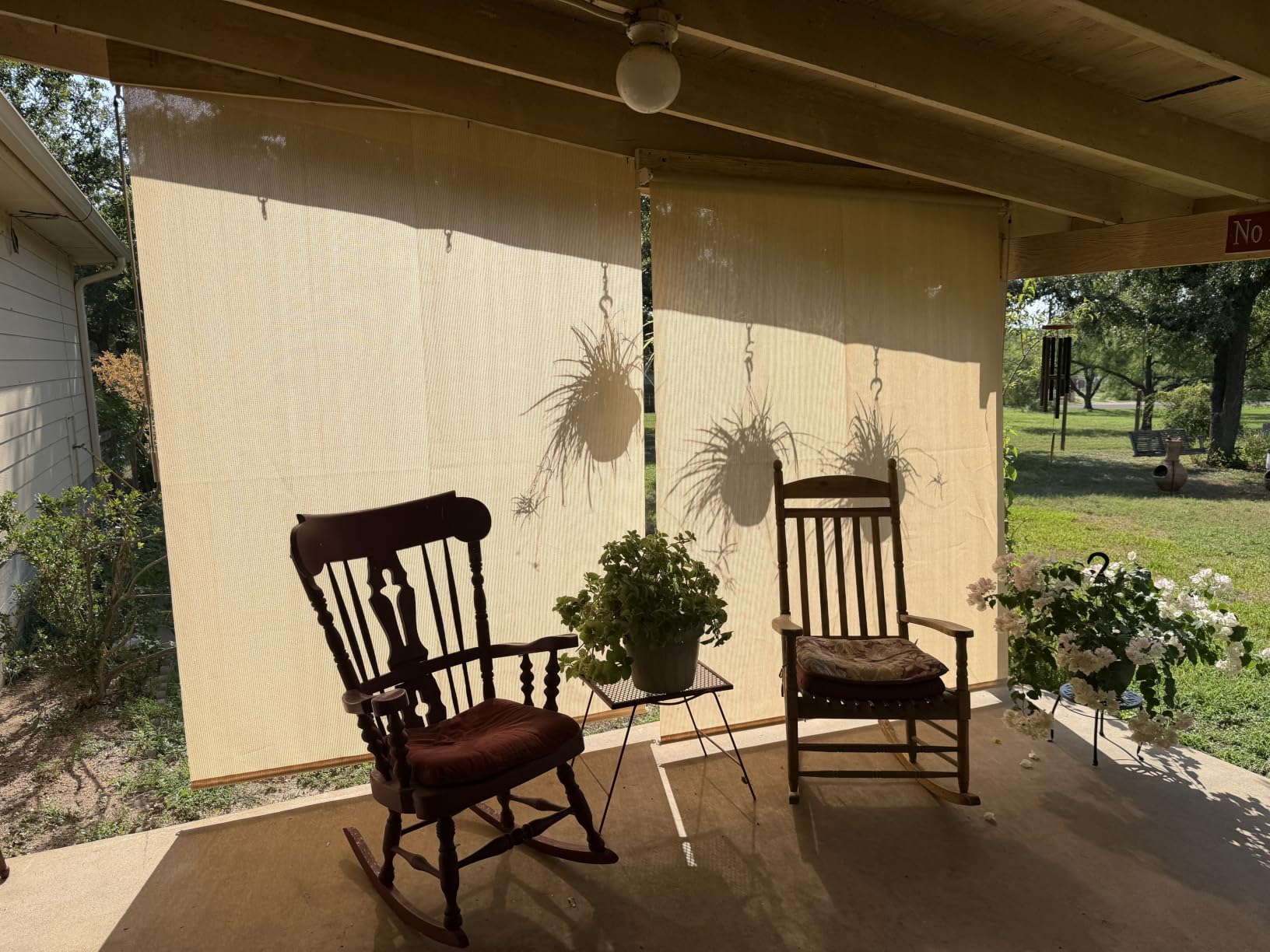 Artpuch Outdoor Roller Shade 8' W x 8' H, Mocha Exterior Cordless Patio Shades Roll Up Blinds with Spliced Pole Design, (2 Poles, One-Piece Fabric) customer photo 2