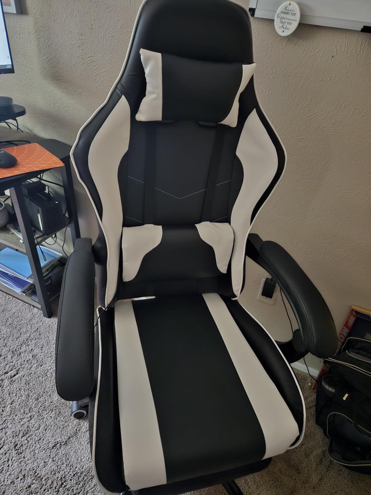 Homall Gaming Chair, Video Game Chair with Footrest and Massage Lumbar Support, Ergonomic Computer Chair Height Adjustable with Swheel Seat and Headrest (Dark Black) customer photo 2