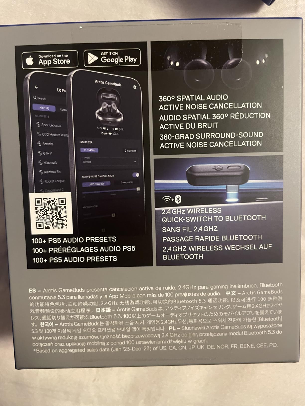 SteelSeries Arctis GameBuds for PlayStation/PC/Switch/Mobile — 2.4GHz + Bluetooth 5.3 Earbuds — ANC — Mobile App Sound Presets — Water Resistant IP55 — 40H Battery with Qi Charging Case - White customer photo 1