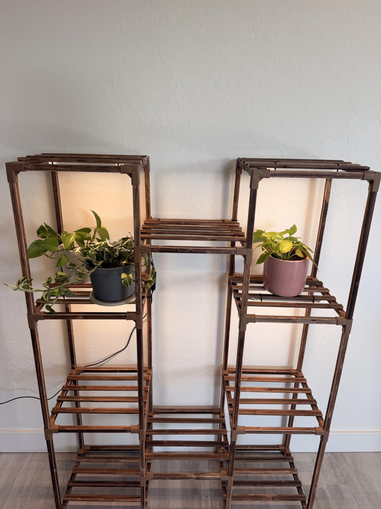 Bamworld Plant Stand with Grow Light Plant Shelf for Mutiple Pots Large Plant Holder for Living Room Patio Boho Home Decor for Gardening Warm Light customer photo 1