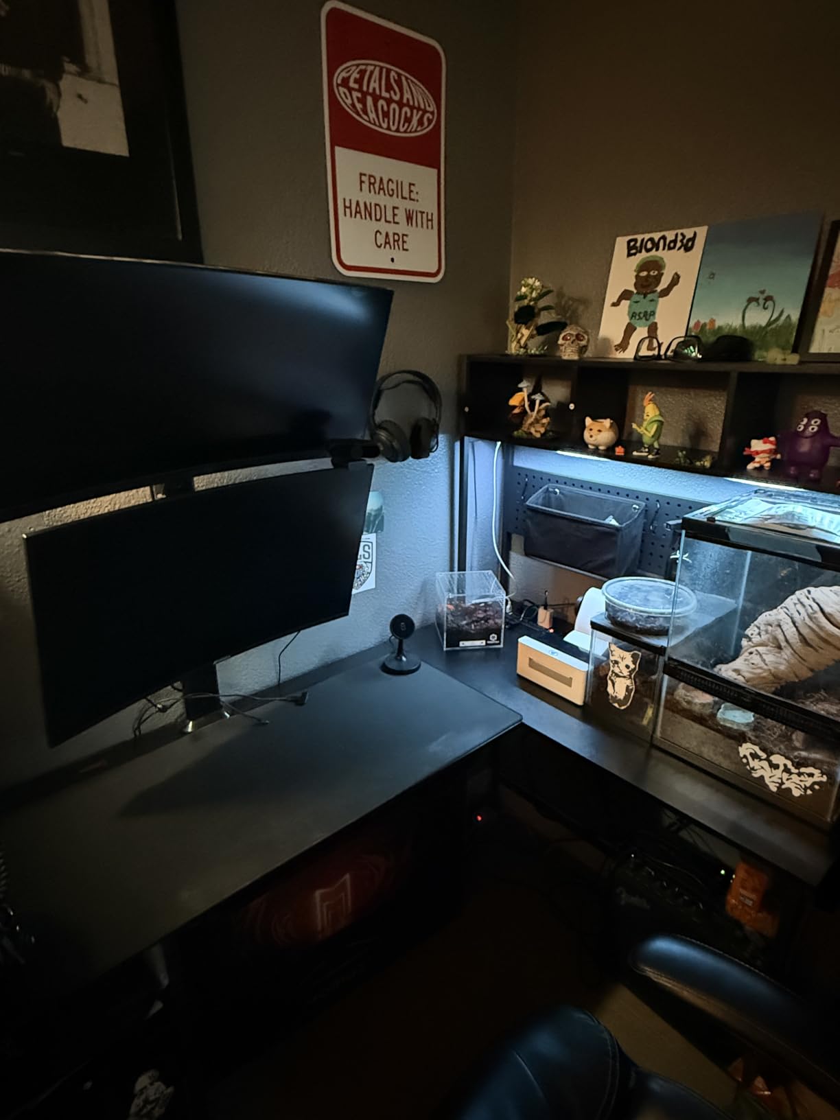 SEDETA L Shaped Gaming Desk with Hutch, 57.5” Reversible Corner Computer Desk with Storage Shelves, Gaming Desk with Pegboard, LED Lights, Power Outlet, Keyboard Tray and Storage Bag, Black customer photo 1