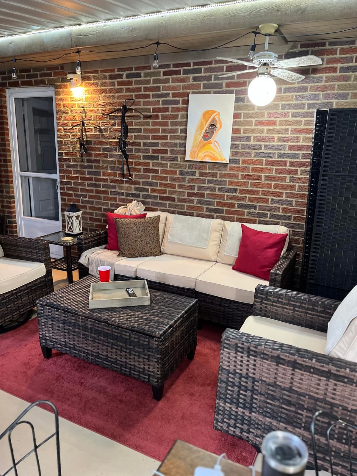 UDPATIO Patio Furniture Set, 5 Pieces Outdoor Conversation Sets with Rocking Swivel Chairs, Wicker Rattan Outdoor Sofa Set with Storage Table and Waterproof Covers for Backyard, Deck, Porch, Khaki customer photo 2