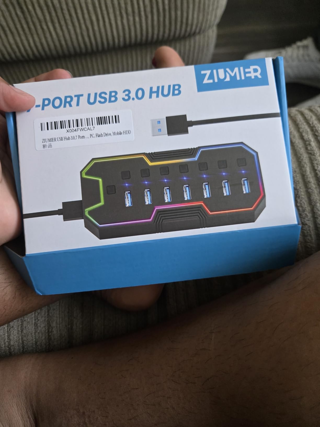 USB Hub 7 Port, RGB LED Strip USB Splitter for Laptop Gaming customer photo 2
