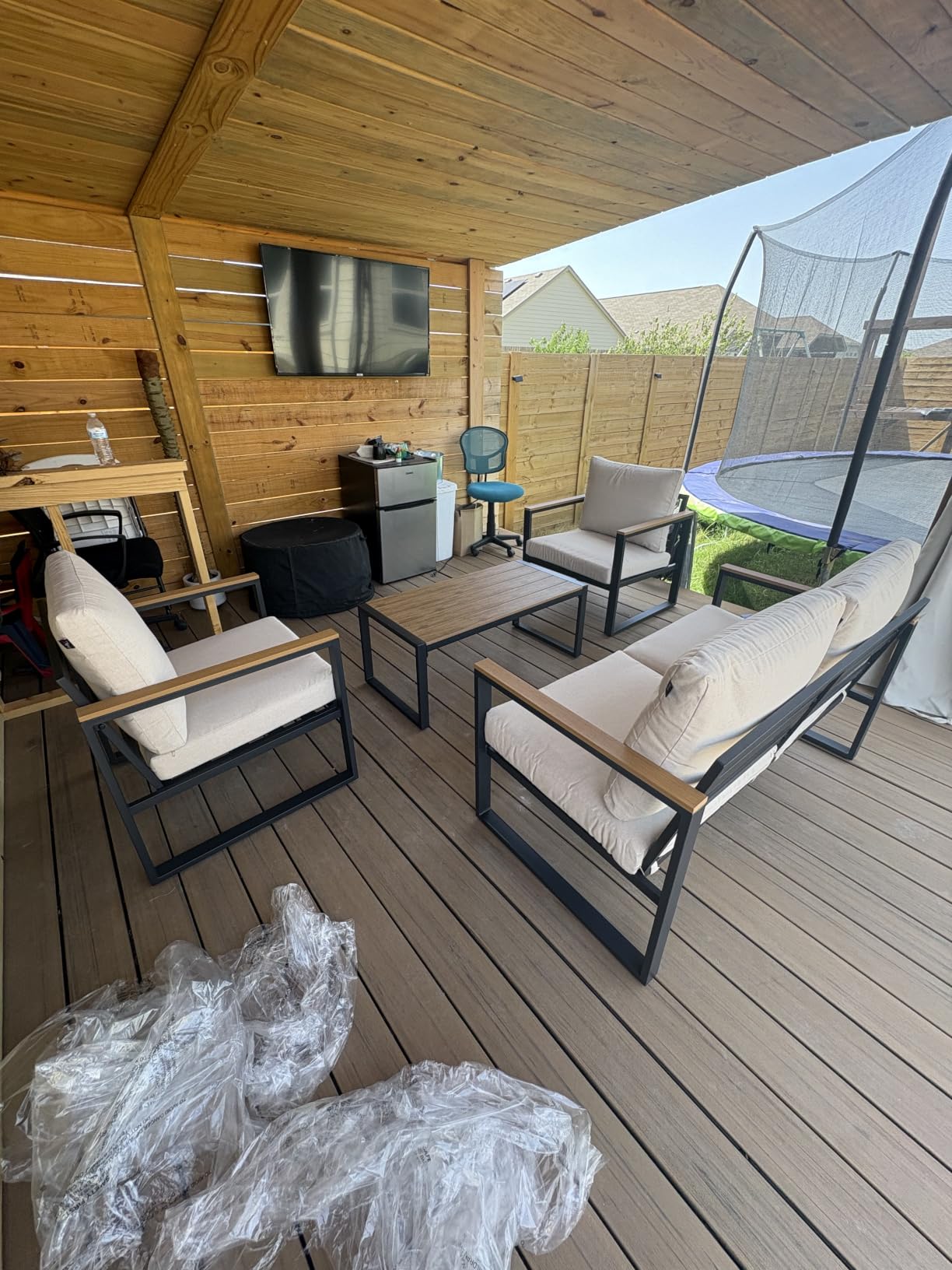 4 Pieces Metal Patio Furniture Set for Outdoor Balcony, Blue customer photo 2