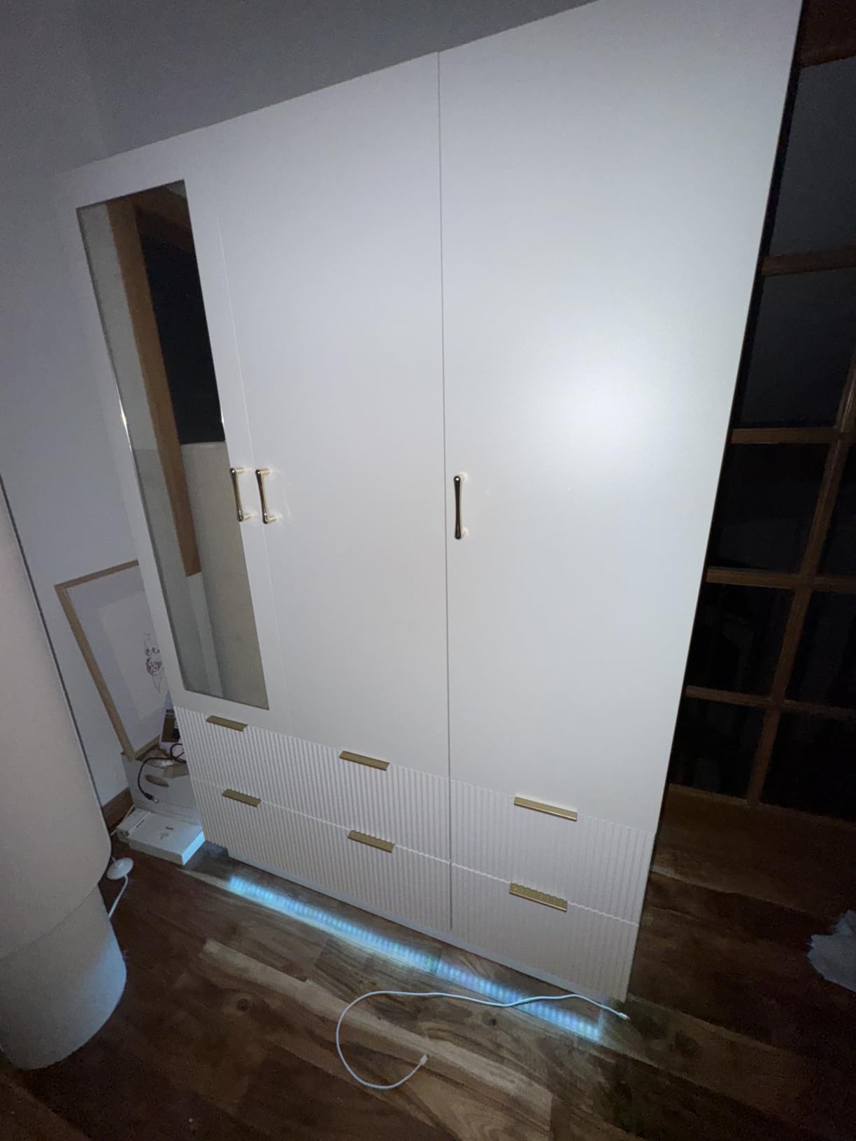 PAKASEPT Armoire Wardrobe Closet with 3 Door, Mirror, LED Lights customer photo 1
