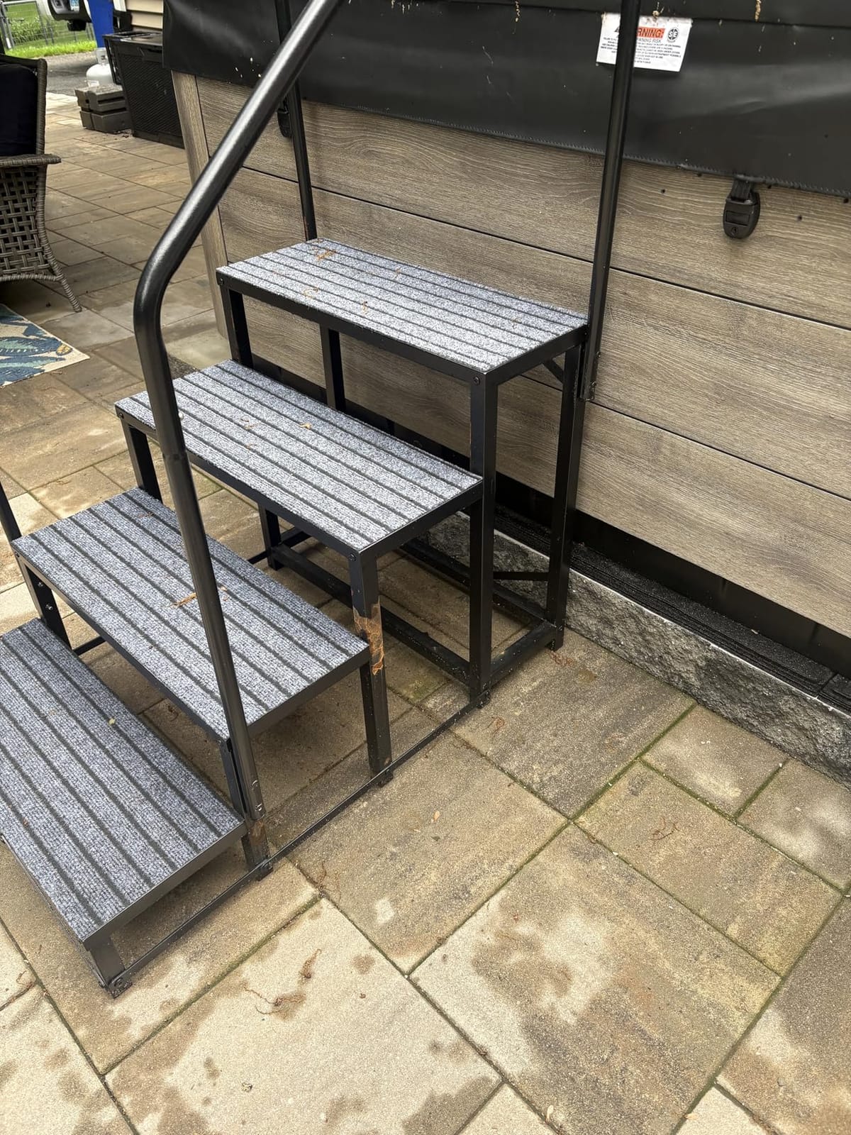 Rv Steps with Handrail 3 Step, Hot Tub Steps with Anti-Slip Mats customer photo 2