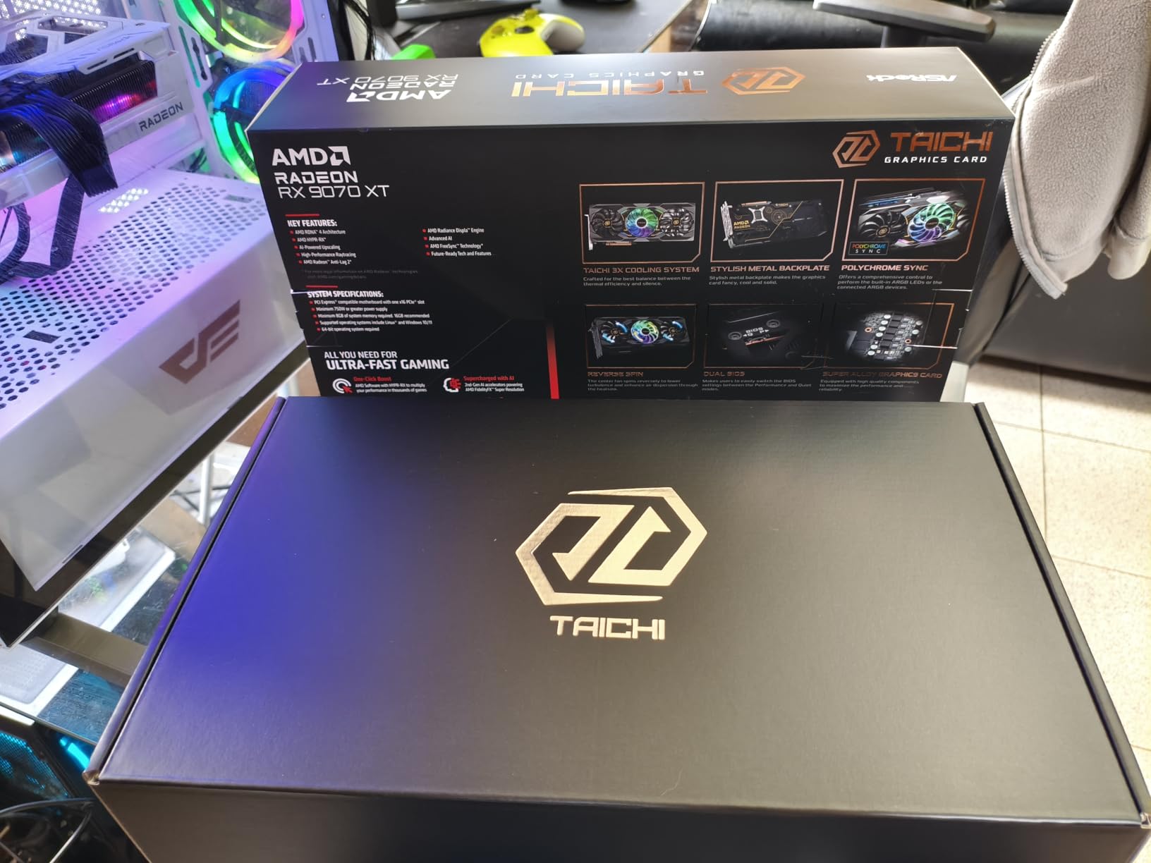 ASRock Radeon RX 9070 XT Taichi 16GB OC, RDNA 4, 3100MHz Boost, 16GB GDDR6 256-bit, PCIe 5.0, Taichi 3X Cooling, Dual BIOS, Polychrome SYNC customer photo 2