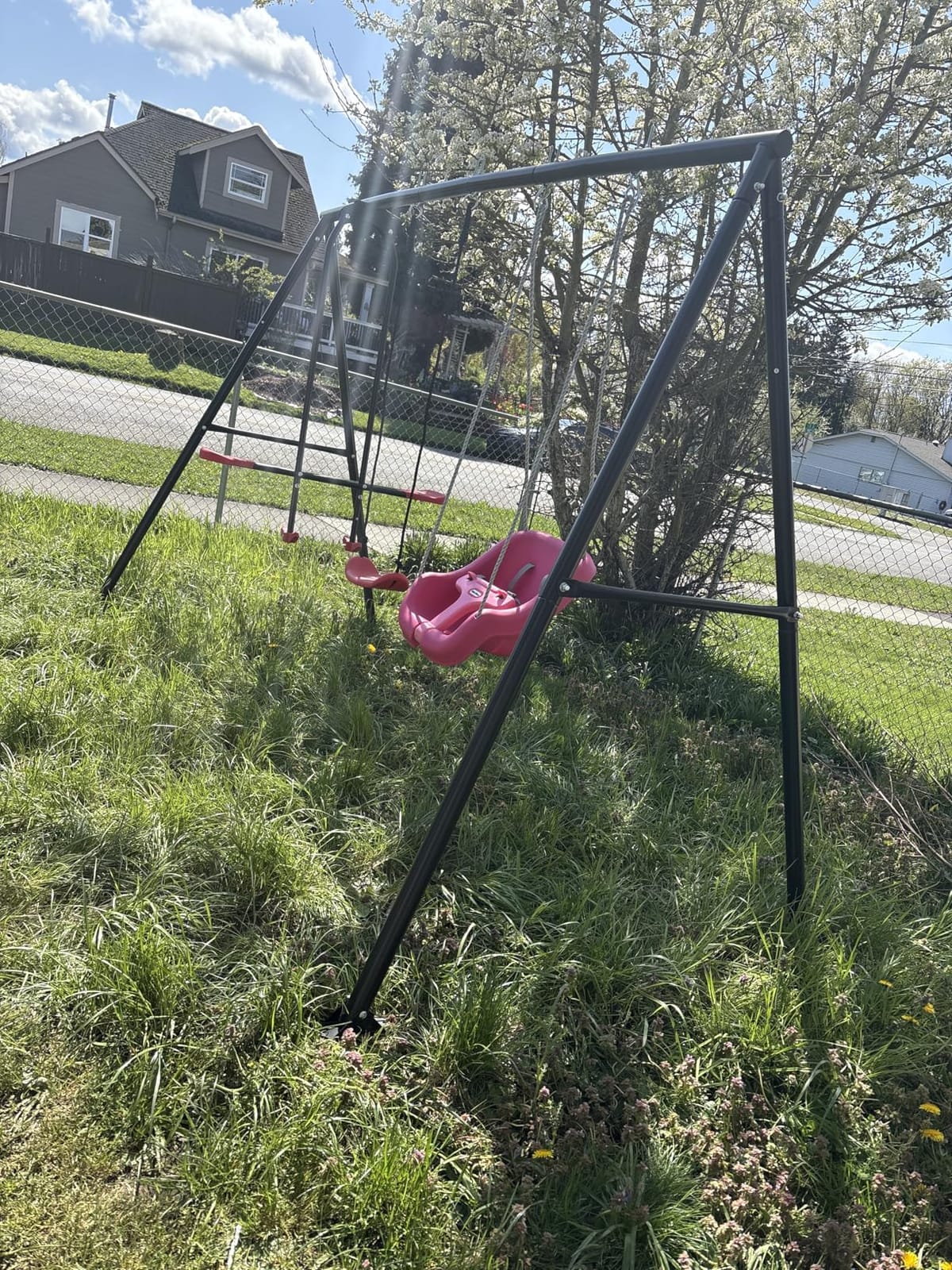 5-in-1 Kids Swing Sets for Backyard with Slide customer photo 2