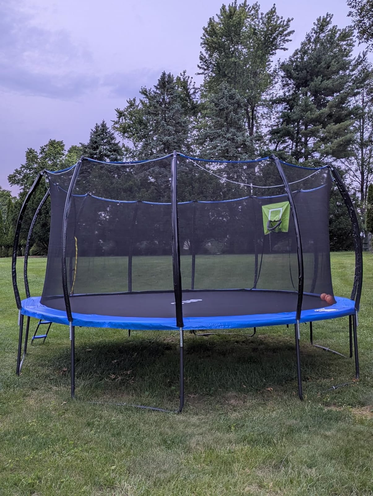 Trampoline Accessories Kit Kids,Basketball Hoop with 3 Mini Basketballs,50FT Solar Lights Fit 8 10 12 14 15 16FT Trampoline Outdoor 8 Mode,Choose from 2 Kits with Sprinkler or Dart Board & Glow Net customer photo 1