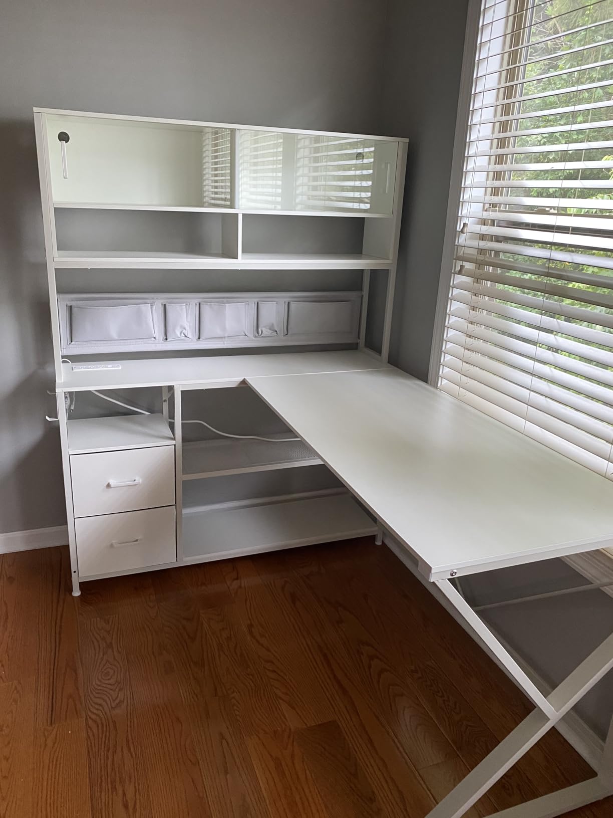 SEDETA L Shaped Gaming Desk with Storage Shelves, 2 Drawer, LED Light customer photo 1