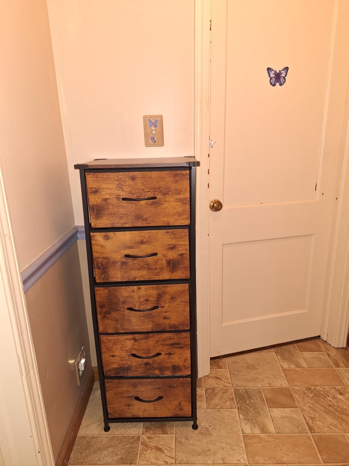 Somdot Narrow Dresser for Bedroom, 4 Drawer Storage Cabinet, Black customer photo 1