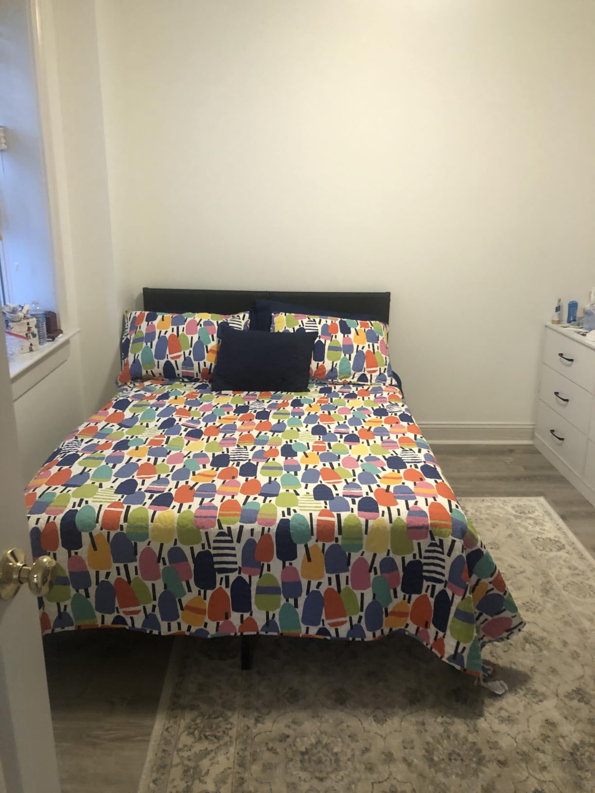 Furnulem Full Size Bed Frame with Upholstered Headboard & 2 Storage Drawers customer photo 2