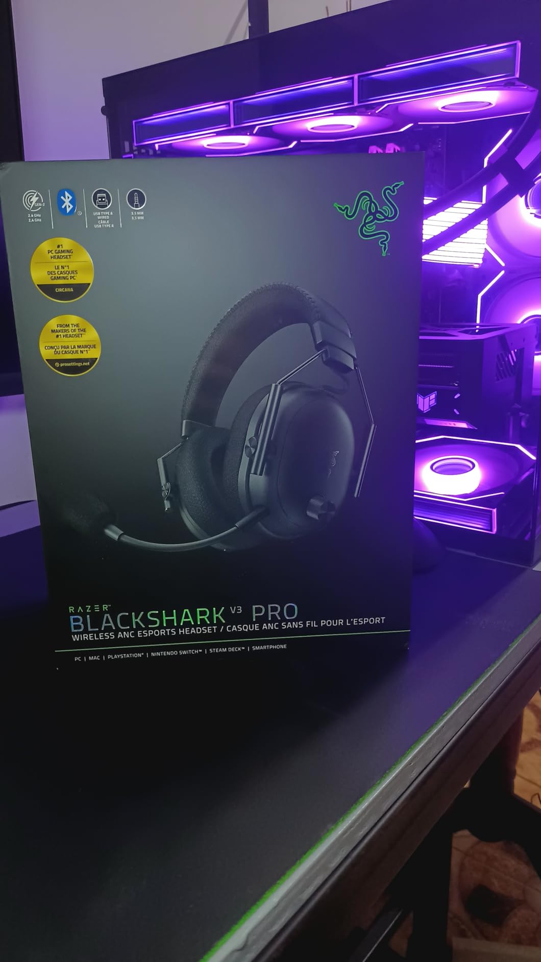 Razer BlackShark V3 Pro Wireless ANC Gaming Headset for PC, Black | Full Band Mic, 50mm Drivers, 2.4 GHz, Bluetooth, USB, 3.5mm, Works with Mac, PS5, Nintendo Switch, Smartphone, 70 Hr Battery customer photo 2