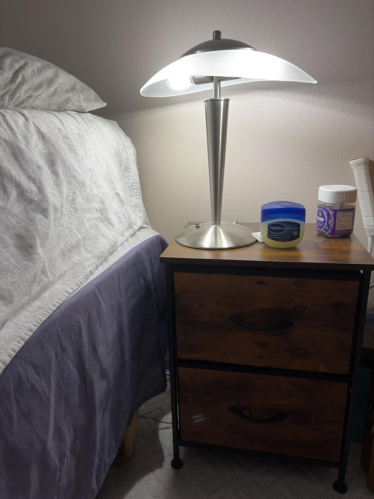 WLIVE Black Night Stand, Small Dresser with 2 Drawers & Wooden Top, Nightstand with Fabric Bins, Bedside Table End Table for Bedroom, Closet, Entryway, College Dorm, Charcoal Black customer photo 1