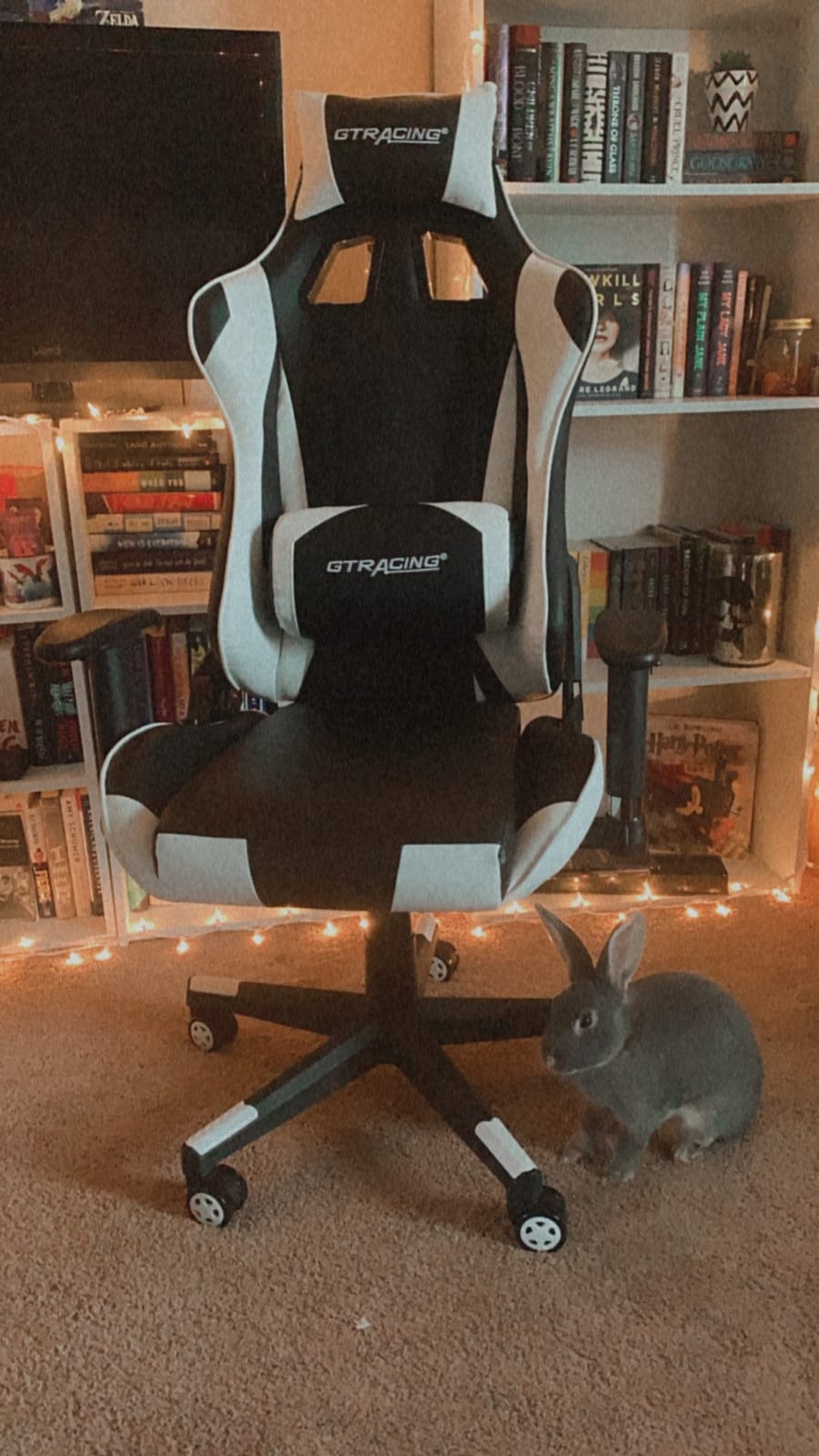 GTRACING Gaming Chair with Reclining Backrest, Adjustable Height and Swivel Base, Ergonomic Computer Chair with Headrest and Lumbar Support (Black) customer photo 1