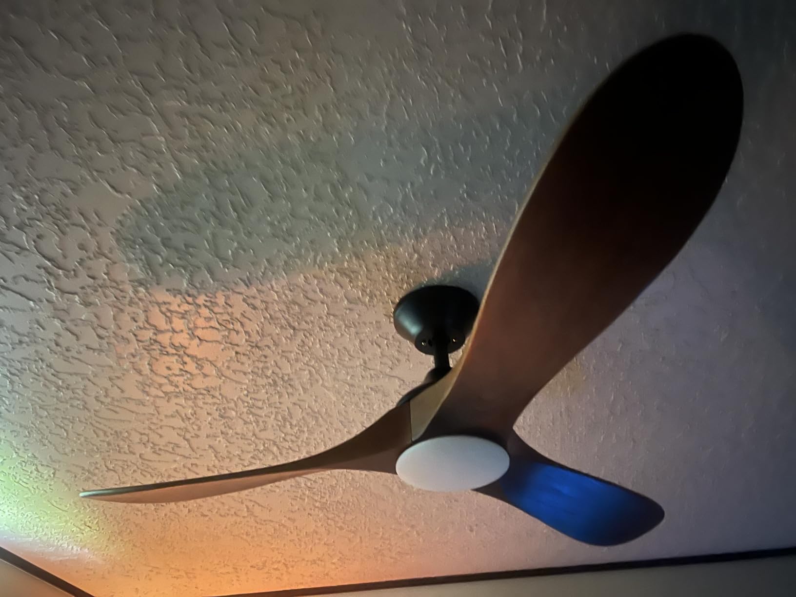 52 inch (2026 Upgrade) Outdoor Ceiling Fan with Light-Glass Lamp,3 Blade handcrafted Wood Propeller Ceiling Fans with Lights & Remote,Exterior Damp Rated High CFM Ceiling Fans Modern Smart APP, Walnut customer photo 1