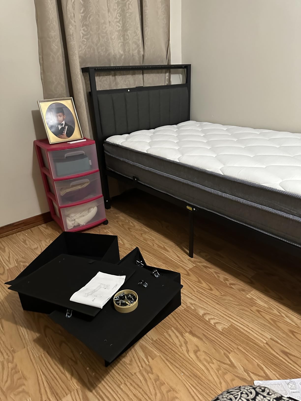 Furnulem Queen Bed Frame with Storage Drawers and Upholstered Headboard customer photo 1