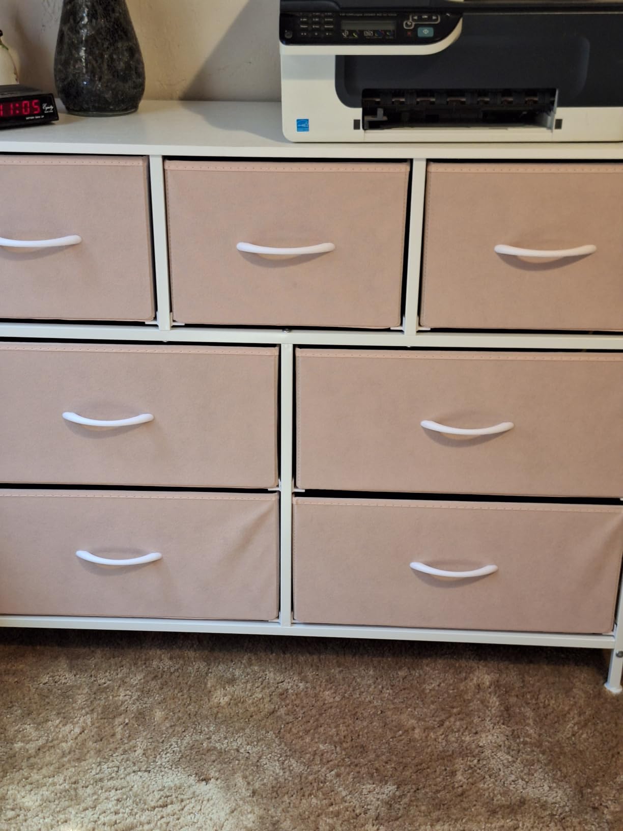 Sweetcrispy 7 Drawer Dresser for Bedroom Storage with Fabric Bins, White customer photo 2