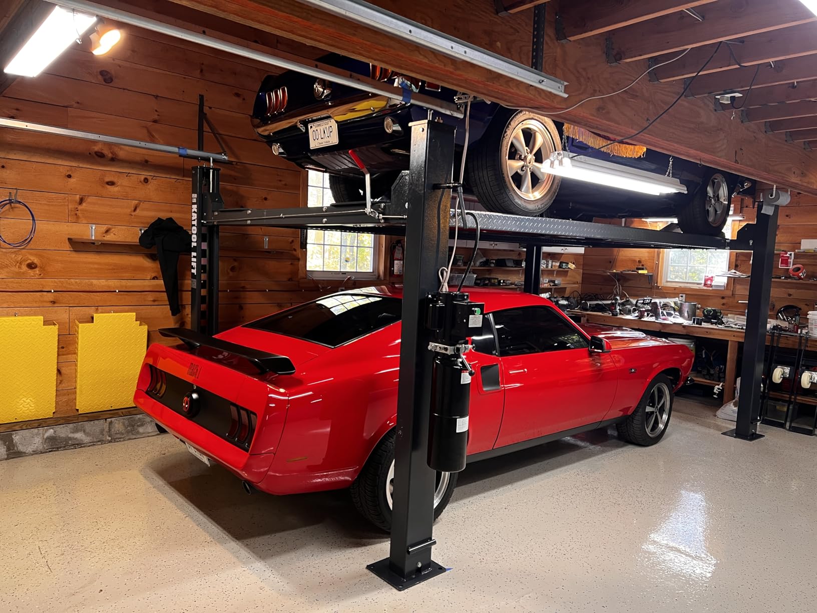 KT-4H110 11,000 Lbs 3.0HP 110V 4 Post Car Lift Heavy Duty Four Post Parking Storage Service Car Lift,84.5” Max Height Extra Tall Extra Wide Hydraulic System customer photo 2