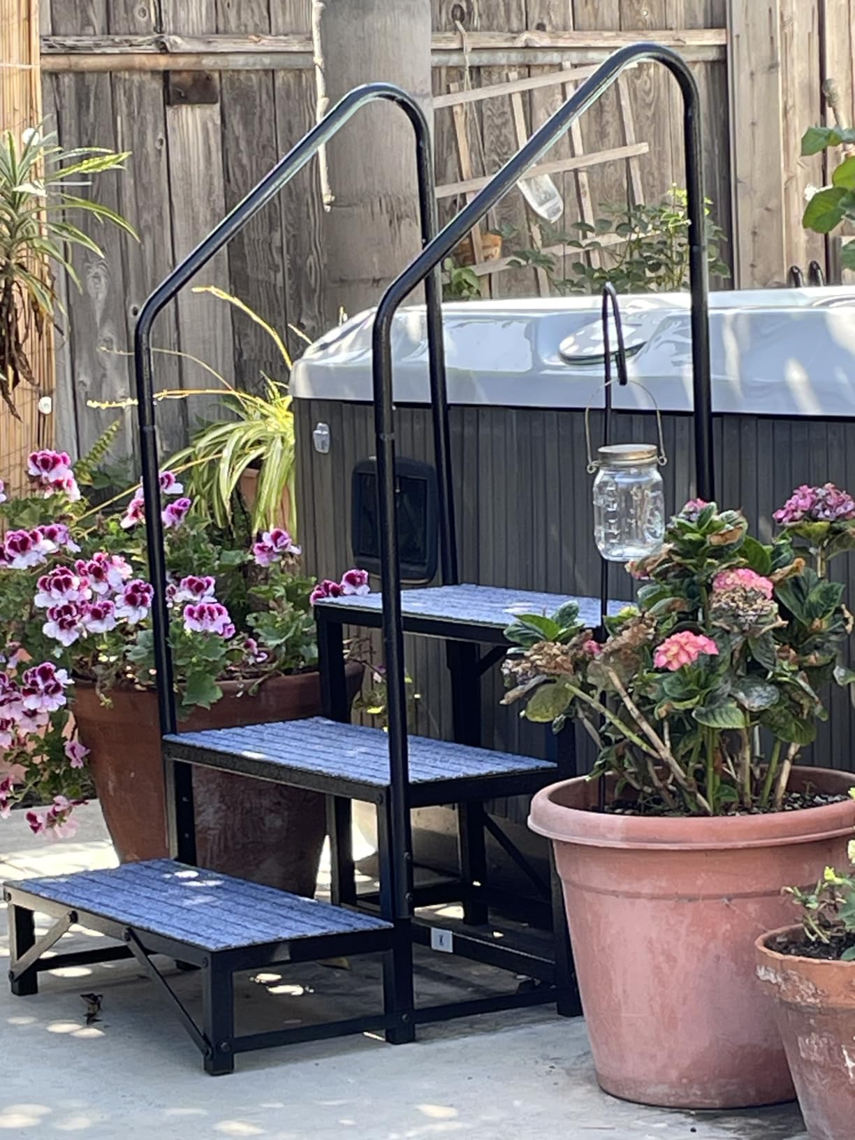 RV Steps with Handrail, 2 Step Hot Tub Steps with Non-Slip Mats customer photo 1