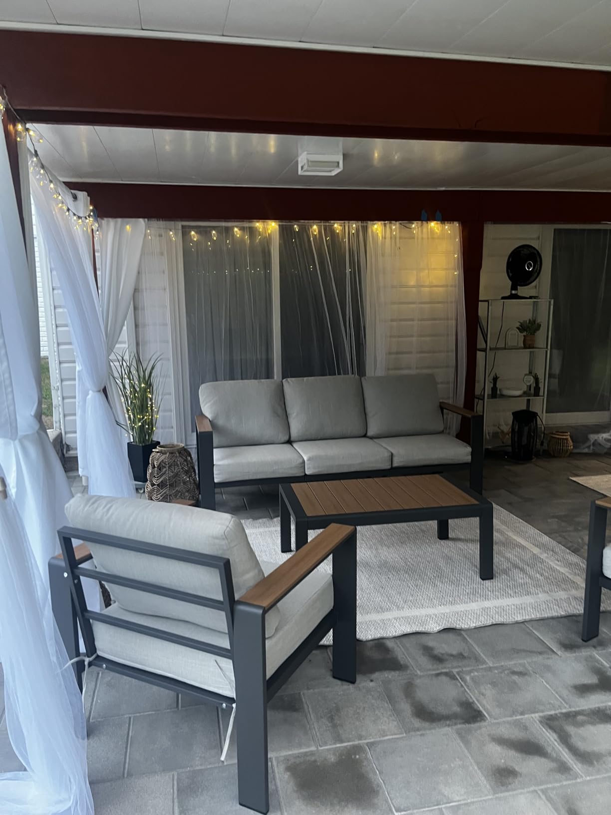 Aluminum Outdoor Patio Furniture Set with Coffee Table, 5 Piece Patio Conversation Sets with Washable Thick Cushions, Outdoor Sectional Furniture Set for Porch, Balcony, Deck, Yard, Graphite customer photo 1