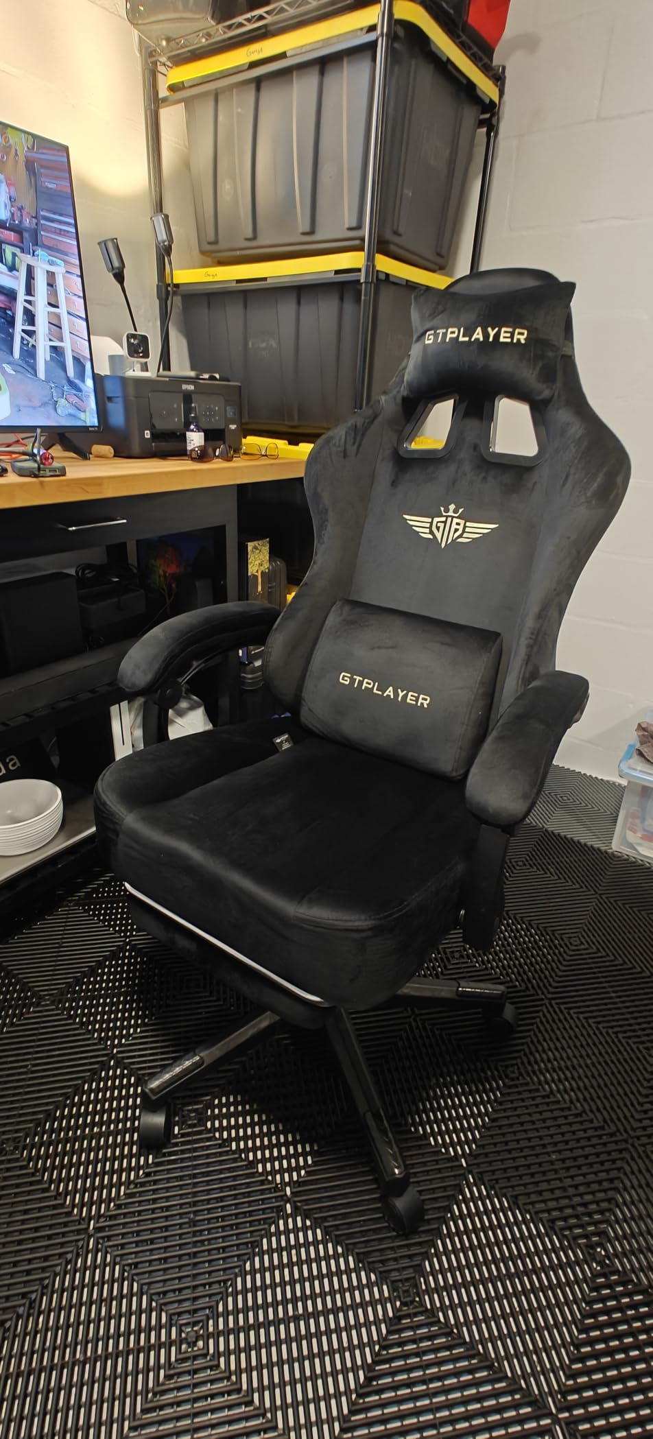 GTPLAYER Gaming Chair Fabric with Pocket Spring Cushion, Big and Tall Gamings Chairs 350LBS High Back Computer Chair with Footrest for Adults Lumbar Support Swivel Game Chair for Office Light Black customer photo 1