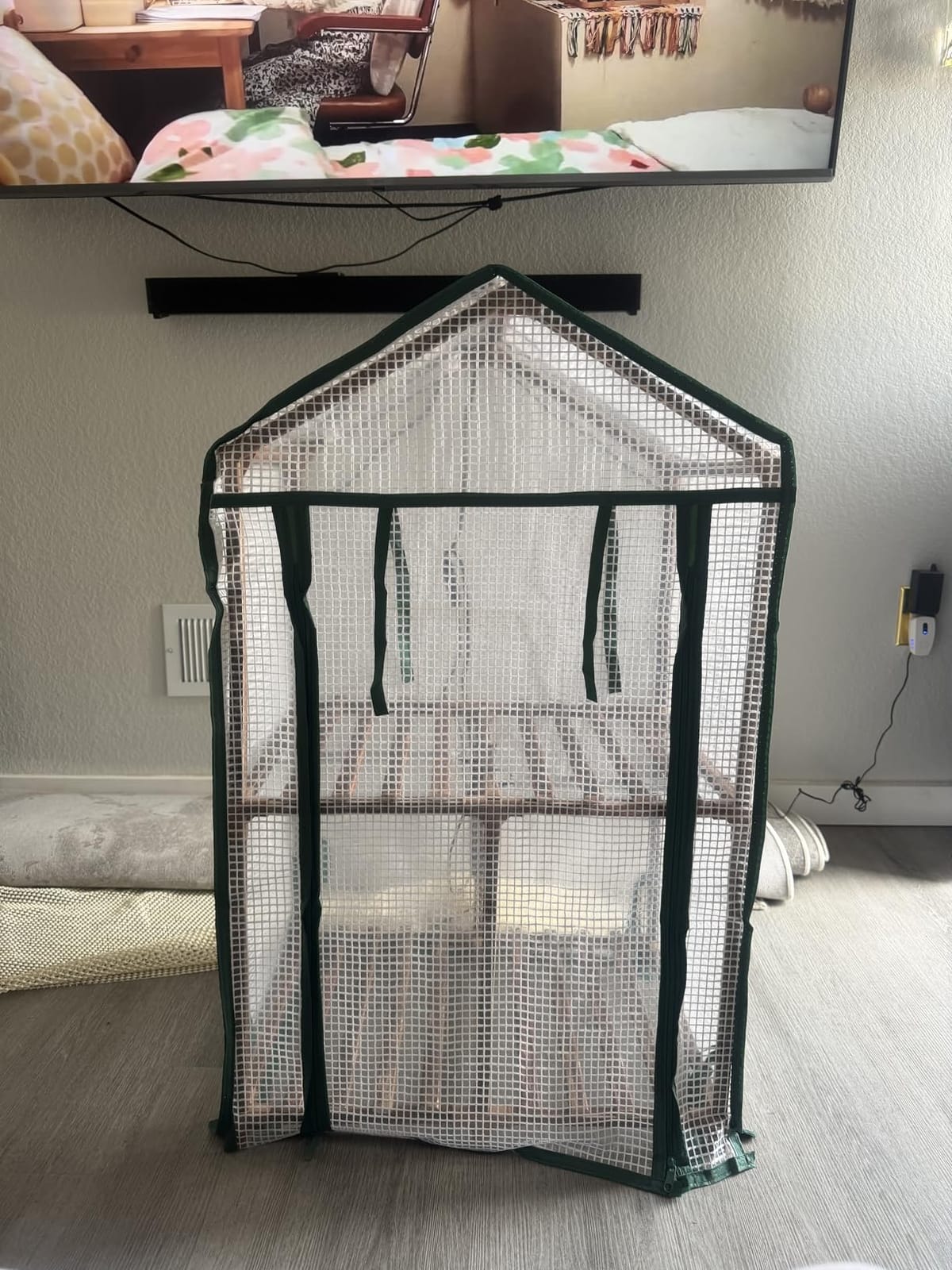 Bamworld Small Greenhouse for Indoors with Grow Lights Greenhouses for Seed Starting Small Portable Green Houses Waterproof PVC Cover & Adjustable Shelves customer photo 1