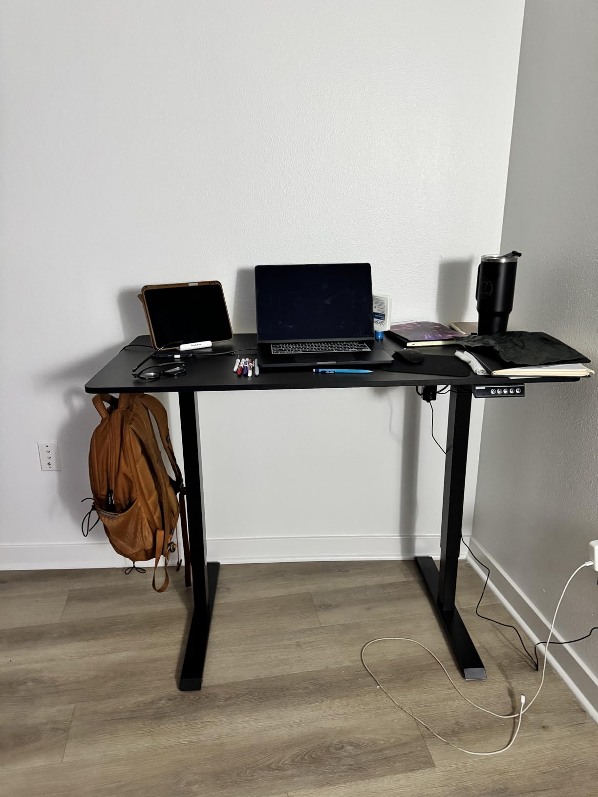 Veken 47.2 Inch Large Electric Standing Desk, Gaming Table, Black | Height Adjustable Sit Stand Up Computer Tables for Home Office, Study, Writing, Suit students, employees and group work customer photo 1
