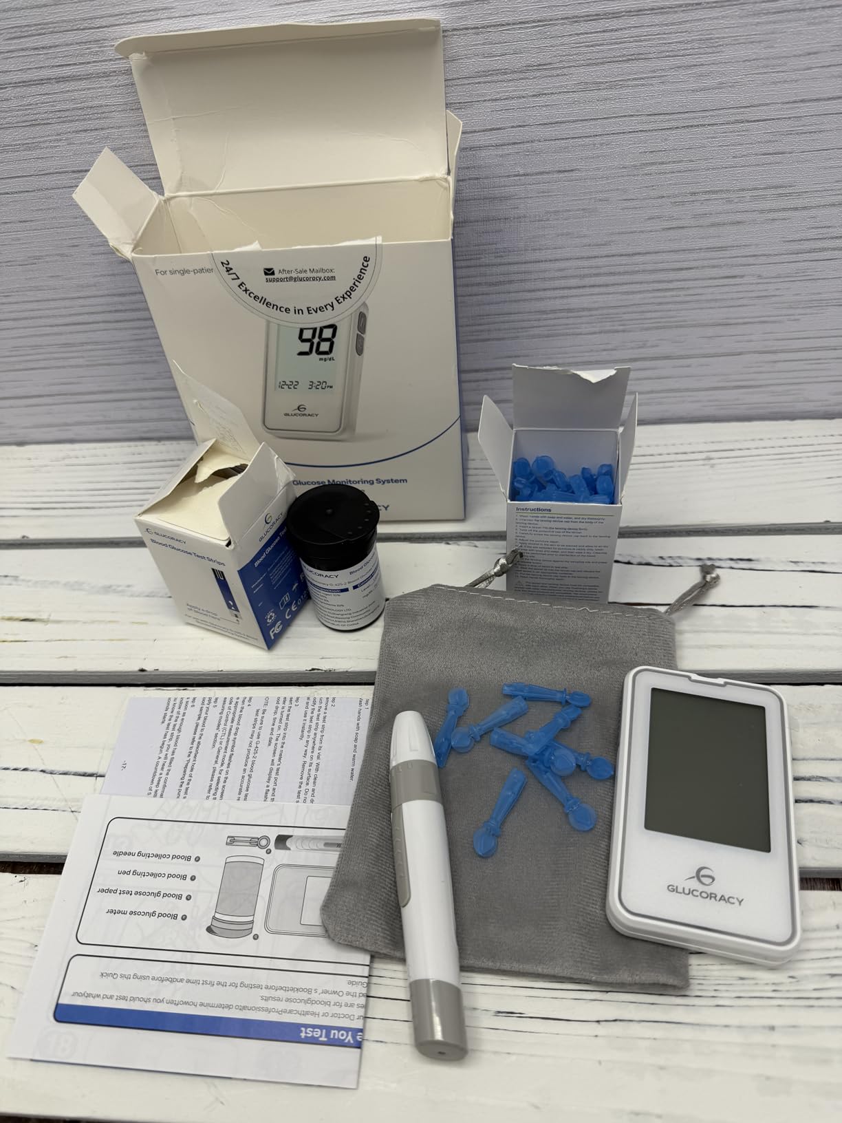 Glucoracy G-425-2 Blood Glucose Monitor Kit, 100 Sugar Test Strips, No Coding customer photo 2