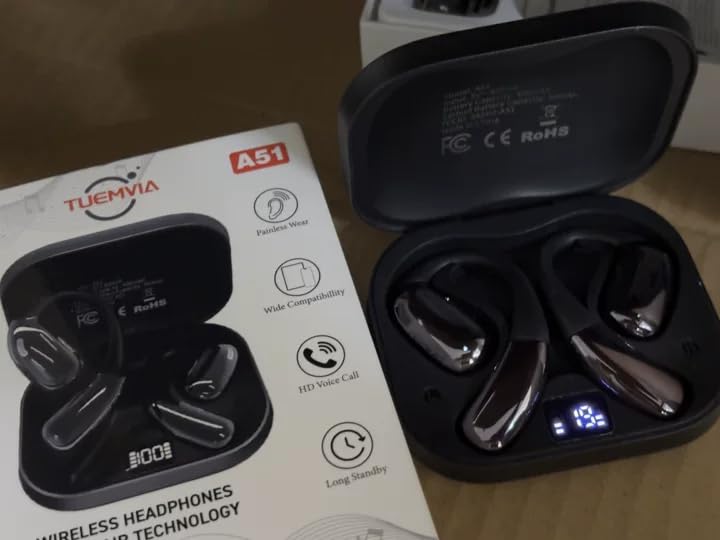 Open Ear Headphones, Wireless Headphones with Smart Digital Display & Mic customer photo 1