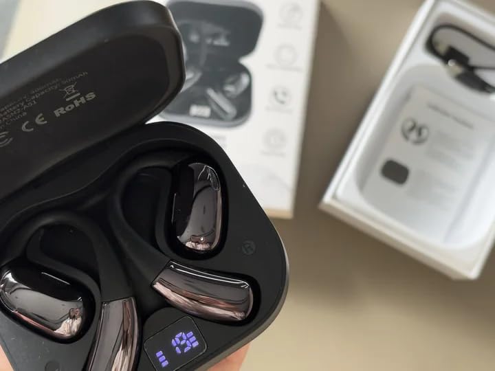 Open Ear Headphones, Wireless Headphones with Smart Digital Display & Mic customer photo 2