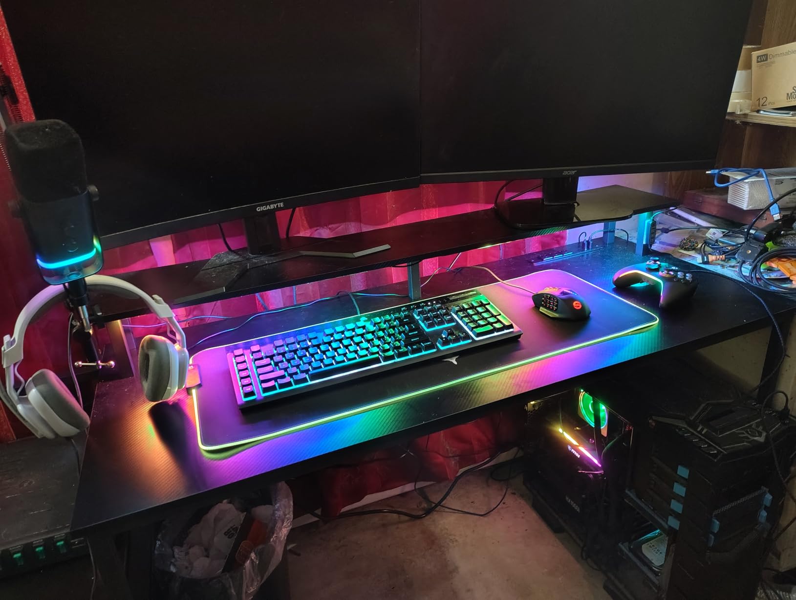AODK 63 inch Gaming Desk with PC Display Stand, Reversible Steel Wood Computer Desk for Gaming Setup, Tiered Design to Show Off Your PC Tower & Accessories, Black customer photo 1
