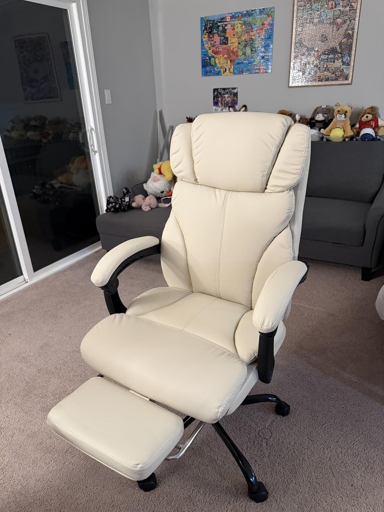 FelixKing Big and Tall Office Chair 500lbs - Ergonomic Desk Chair with Footrest, Scratch-Resistant PU Leather Computer Chair, 4D Lumbar Support Gaming Chair, Comfy Reclining Swivel Work Chair, Black customer photo 2