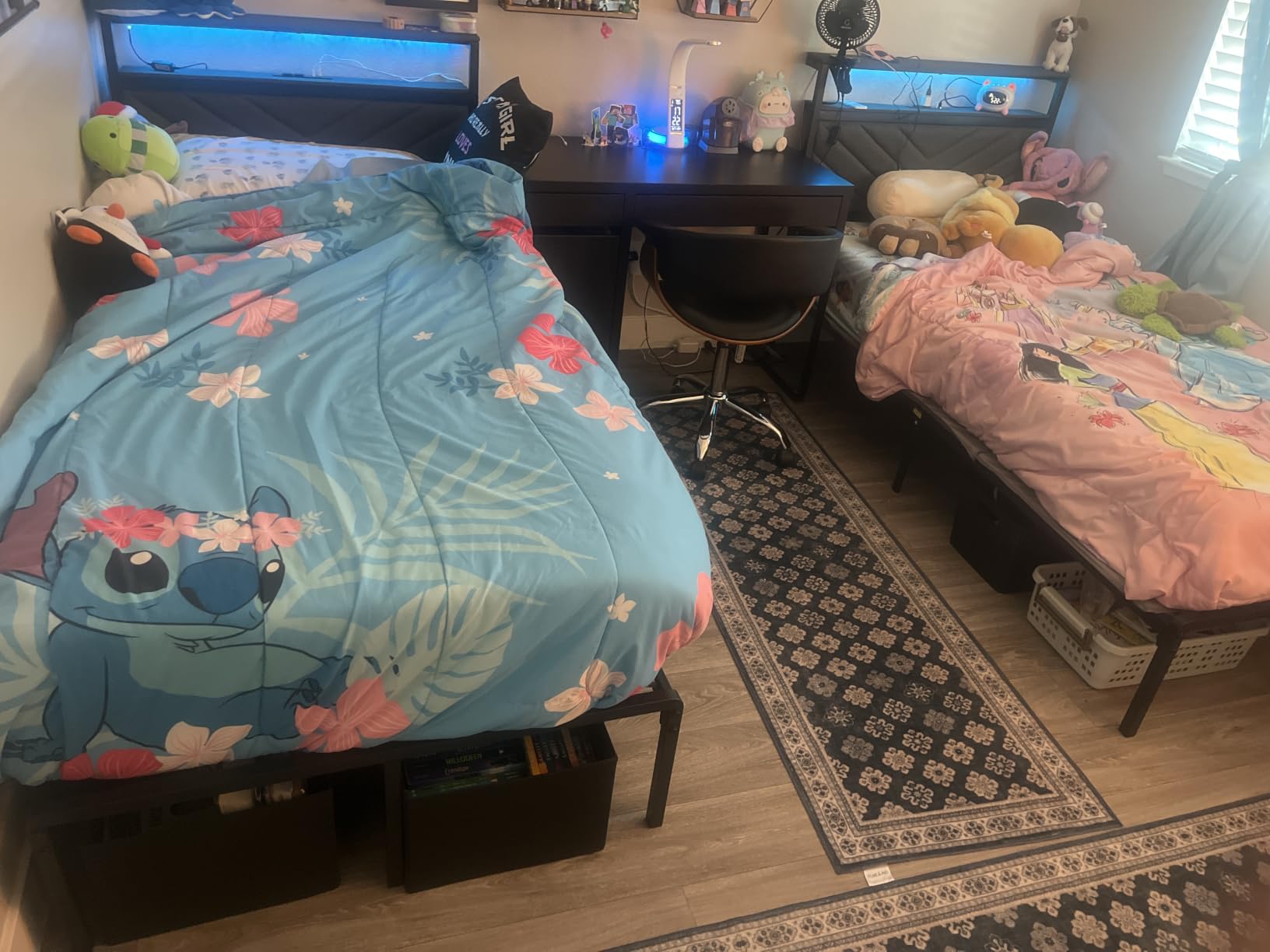 Fluest Twin Bed Frame with Storage Drawers, Upholstered Headboard with Charging Station, LED Lights, Fabric Drawers with Wheels, Under Bed Storage, No Box Spring Needed, Easy Assembly, Grey customer photo 1