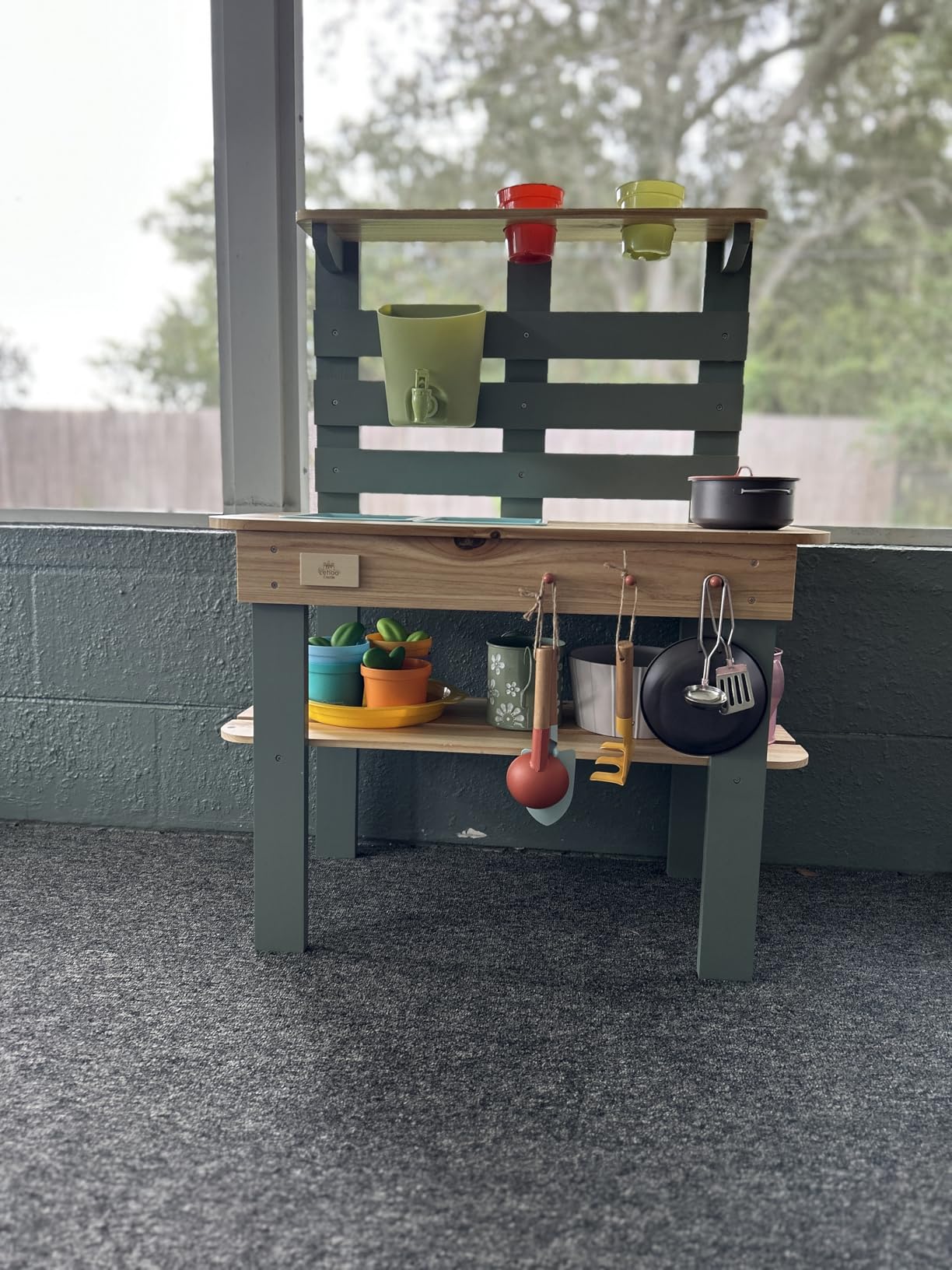 Lehoo Castle Mud Kitchen for Kids Outdoor, Wooden Play Kitchen Outdoor Fun customer photo 2