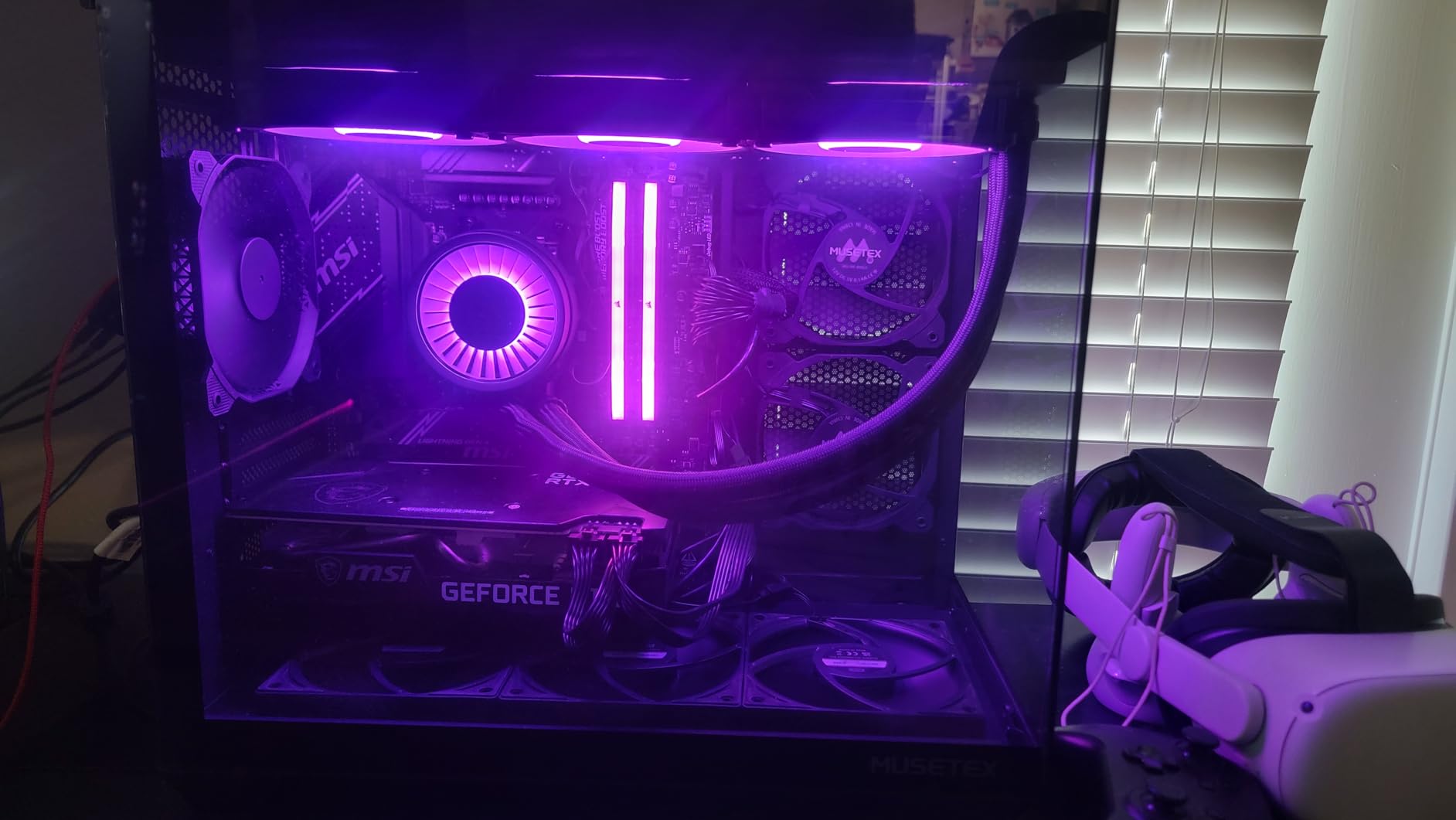 MUSETEX Y6 PC Case, Pre-Installed 4 Non-LED Fans, ATX Mid Tower Case, Computer Case with Type-C, 270° Full View Tempered Glass, Black customer photo 1