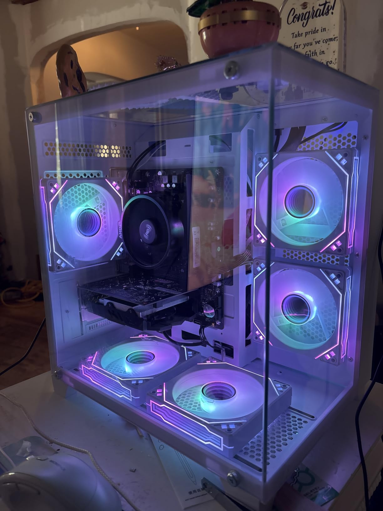 Prebuilt Gaming PC Desktop | Ryzen 5, RX 560 4G Graphics Card | 16G DDR4 RAM | 512G SSD | Wi-Fi 6 | Tower Computer for Home Office, Student & Casual Gaming (White) customer photo 2