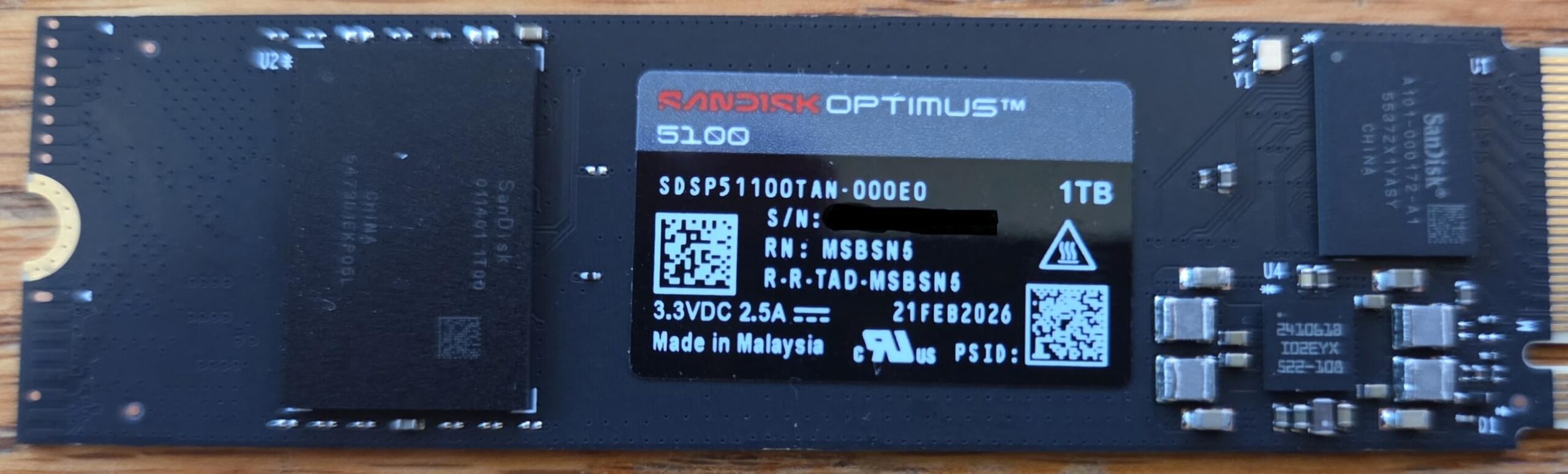 SANDISK 1TB Optimus 5100 NVMe SSD - PCIe 4.0 x4, M.2 2280, Up to 7,100 MB/s Read Speed - SDSP51100TAN customer photo 2