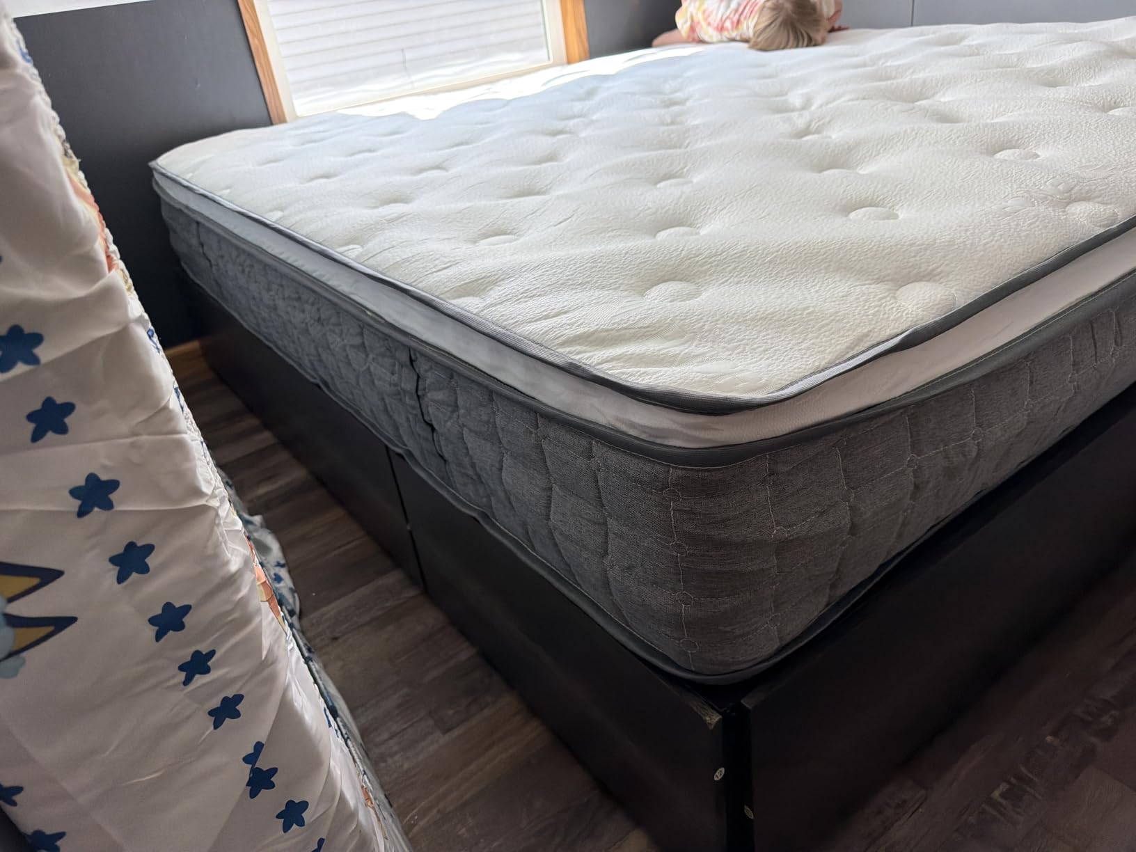 LIKIMIO Queen Bed Frame with 4 Storage Drawers, Dark Walnut customer photo 1