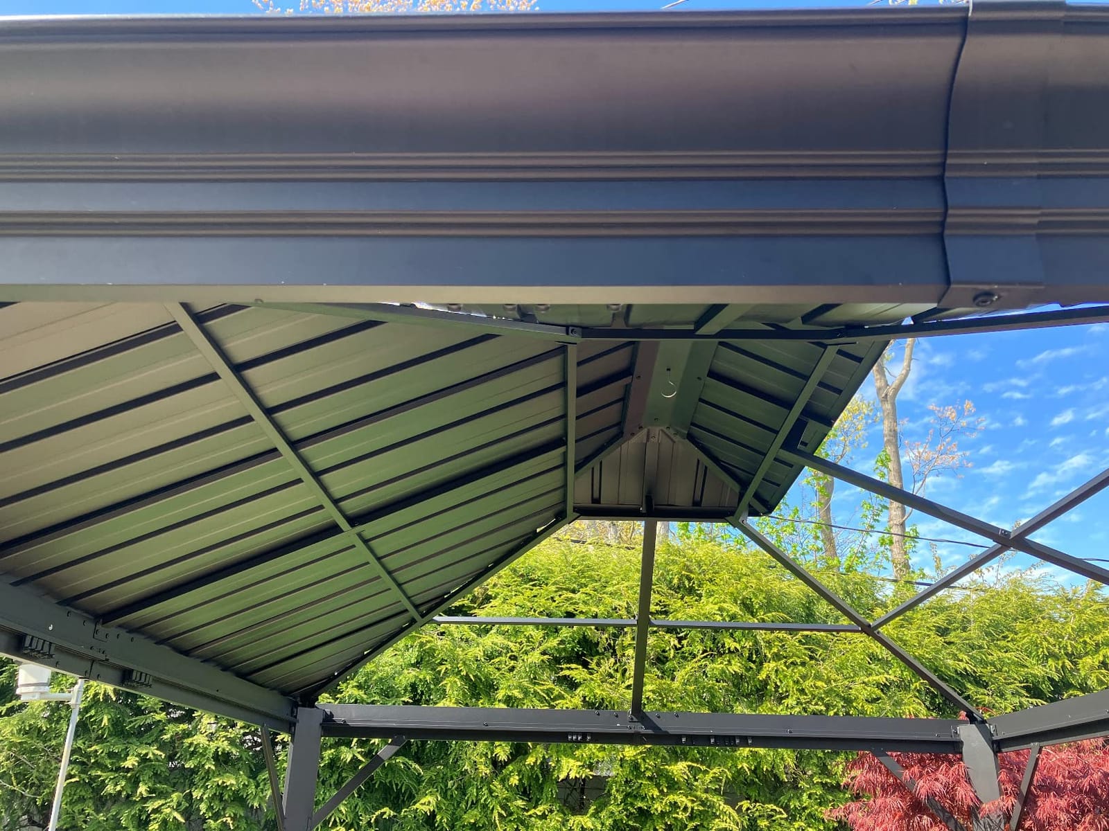 HAPPATIO 12'x12' Outdoor Hardtop Gazebo, Aluminum Gazebo with Double Galvanized Steel Roof, Curtains and Netting for Patio, Backyard, Deck, Lawn, Easy Assembly (Grey) customer photo 2