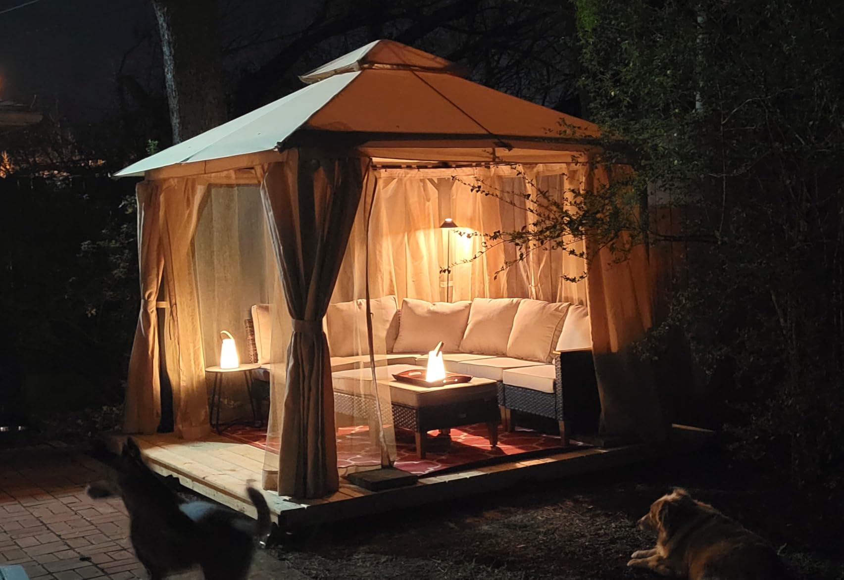 Aoxun 12x10 Outdoor Gazebo with Mosquito Netting & Double Roof, Gray customer photo 2