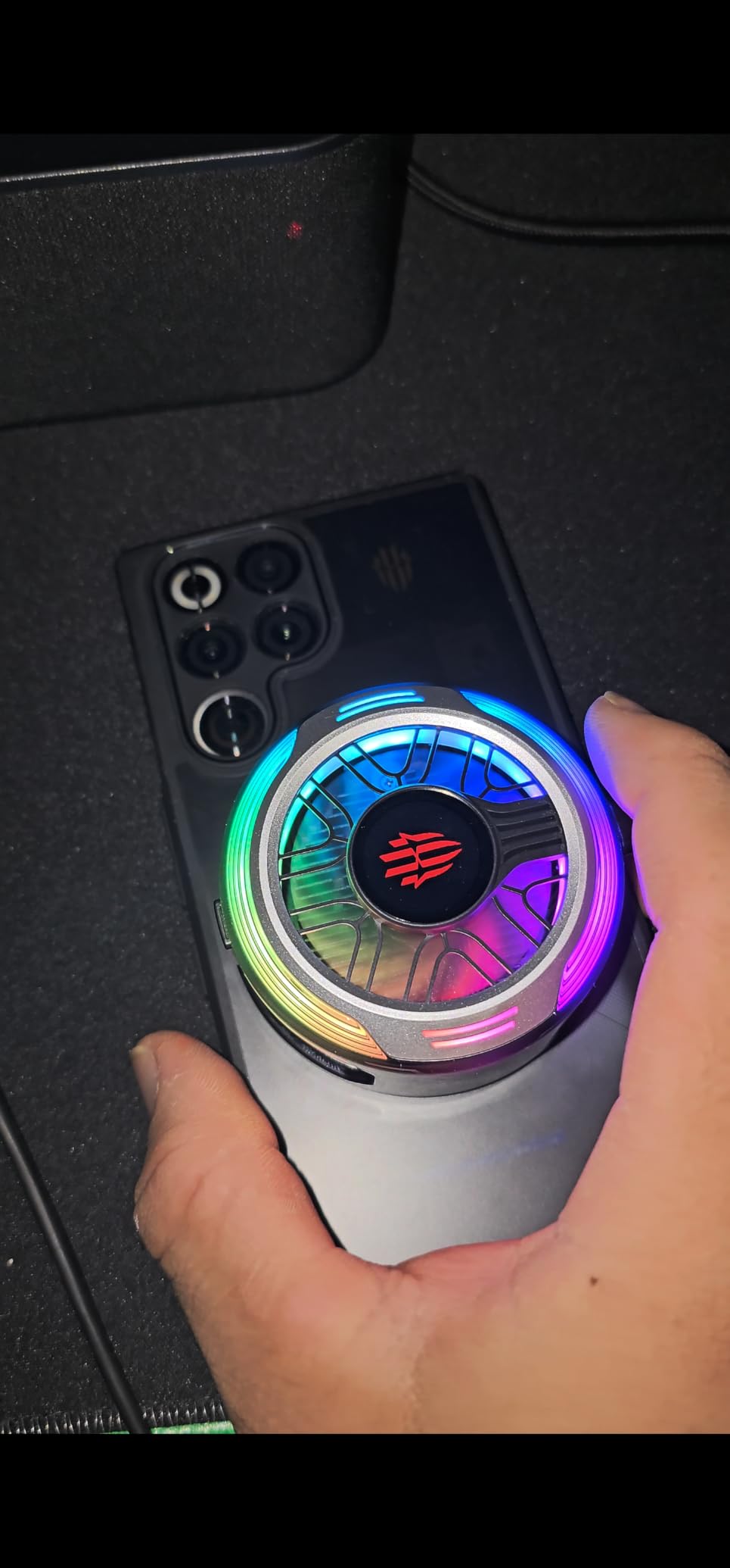 Black Shark Magnetic Phone Cooler 6 Pro - Smart Display, Magnetic Ring Plate, Addressable RGB LEDs, App-Controlled Cooling Fan for iPhone MagSafe, Android & iPad - Gaming, Streaming & Photography customer photo 1