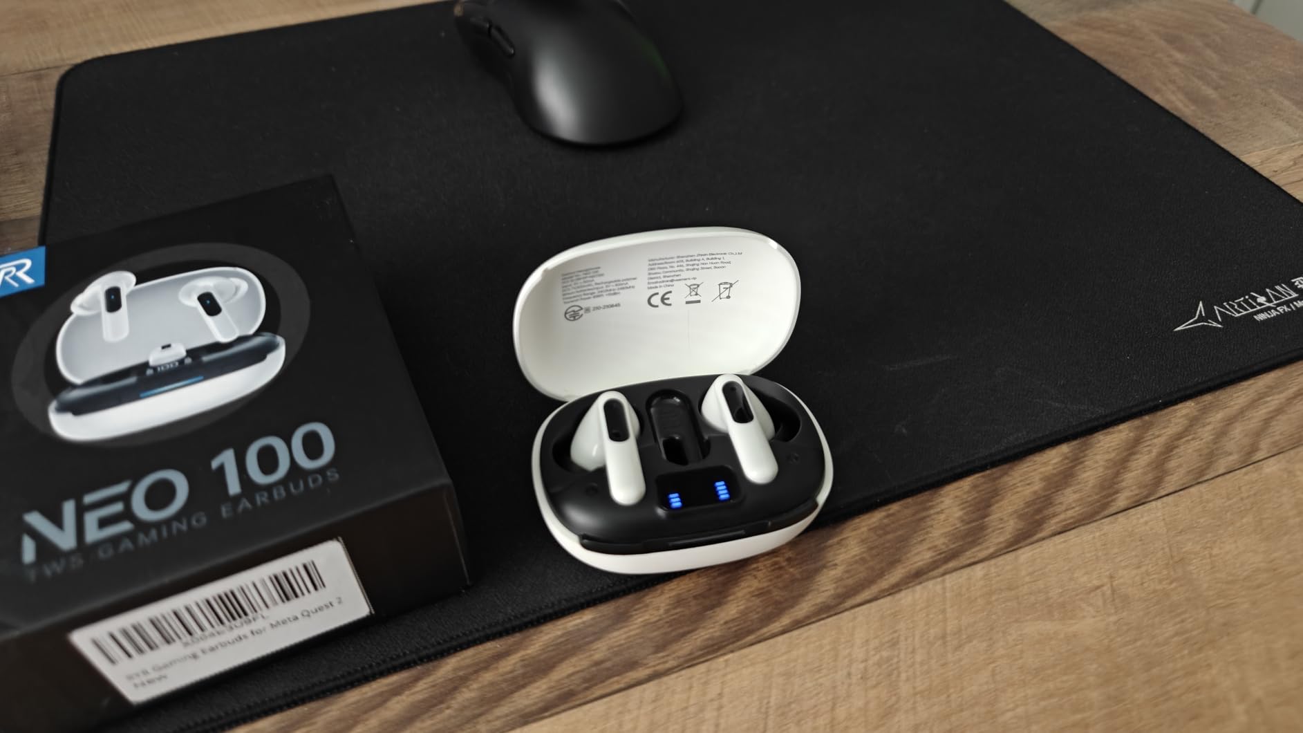 RYR Wireless Gaming Earbuds with Noise Cancelling Mic, 2.4Ghz & Bluetooth | 20ms Low Latency, LED Display, 36H Playtime for Meta Quest 3/2, PS5, PS4, VR, Switch, Steam Deck, PC, Phone customer photo 1